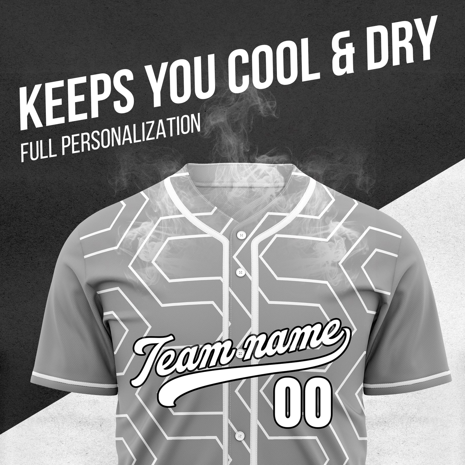 Custom Rhombus Rush Grey Baseball Sports Jersey Personalized Uniform with Name & Number
