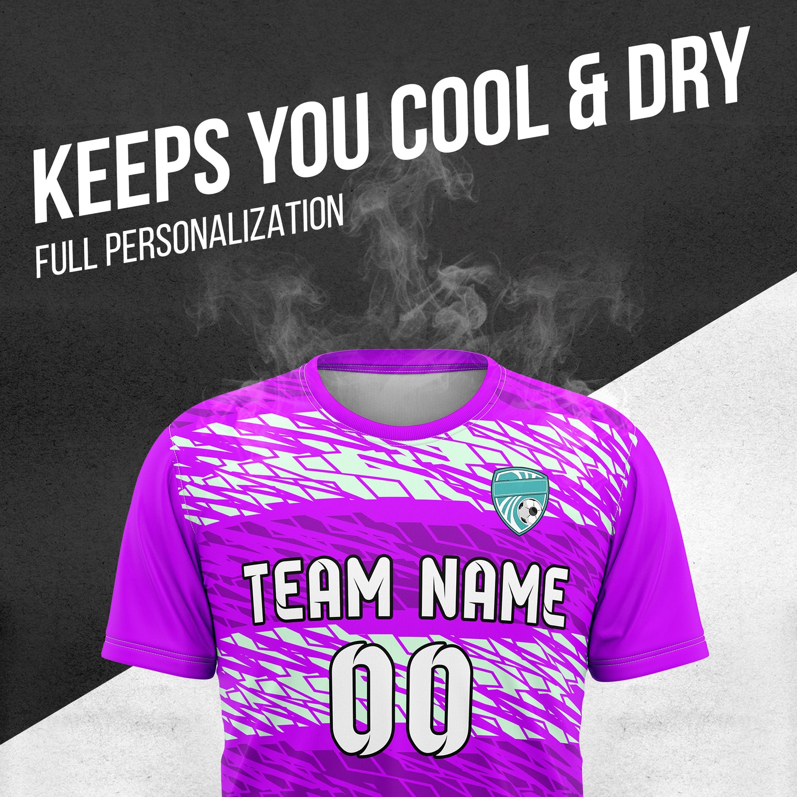 Custom Flare Strike R-Full Pattern Soccer Purple Sport Tops Jersey