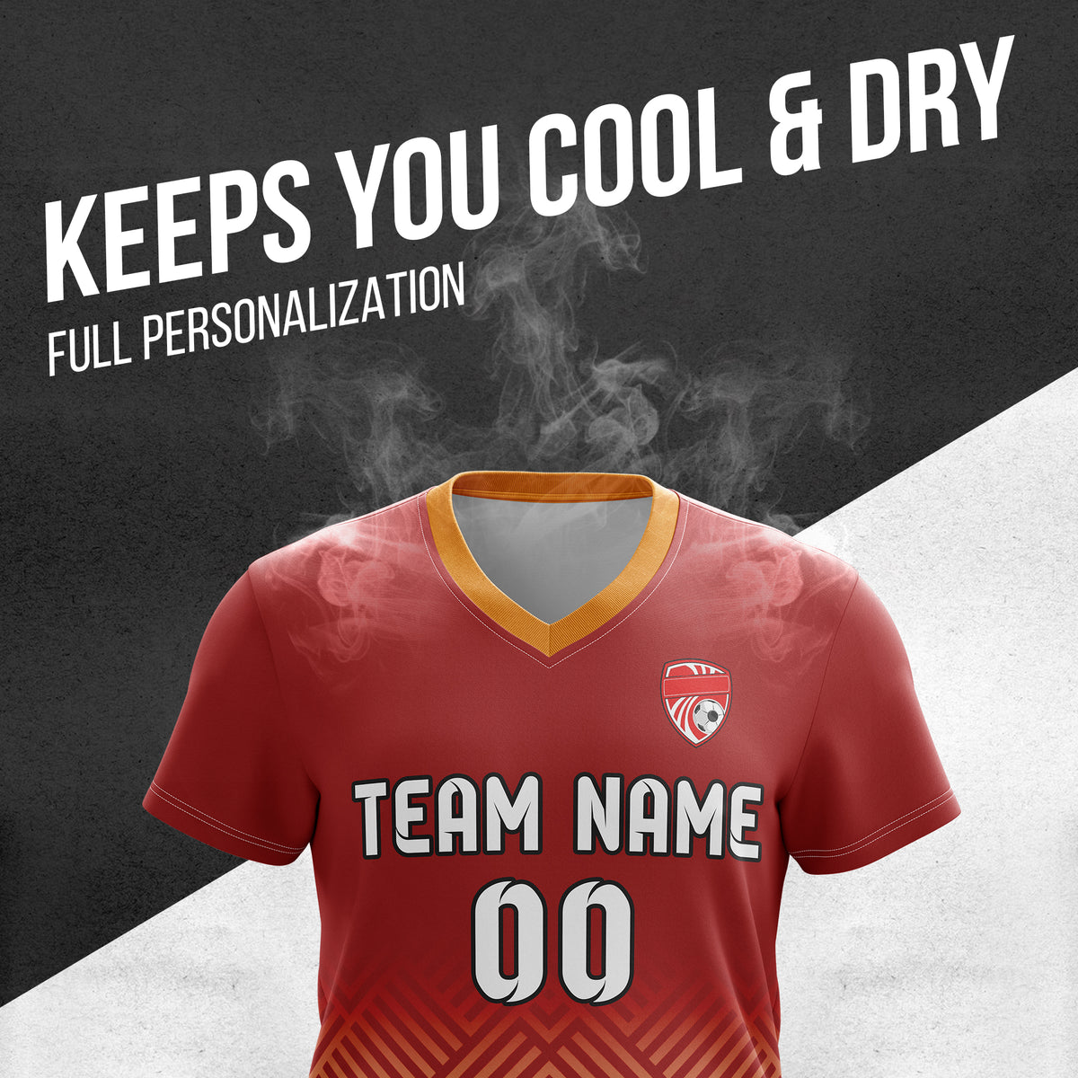 Custom Shadow Line V-Side Pattern Red Soccer sport Tops Jersey