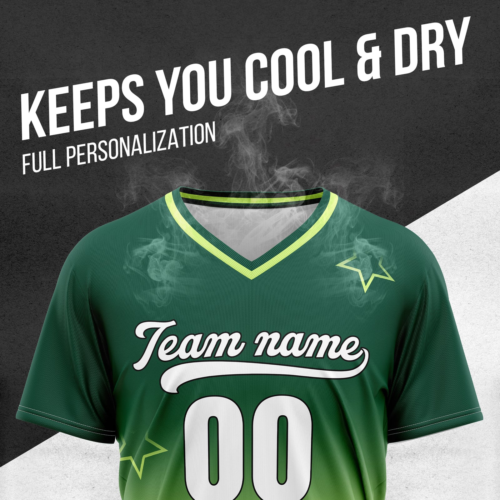 Custom Star Gradient Baseball Green Sports Jersey Personalized Uniform with Name & Number