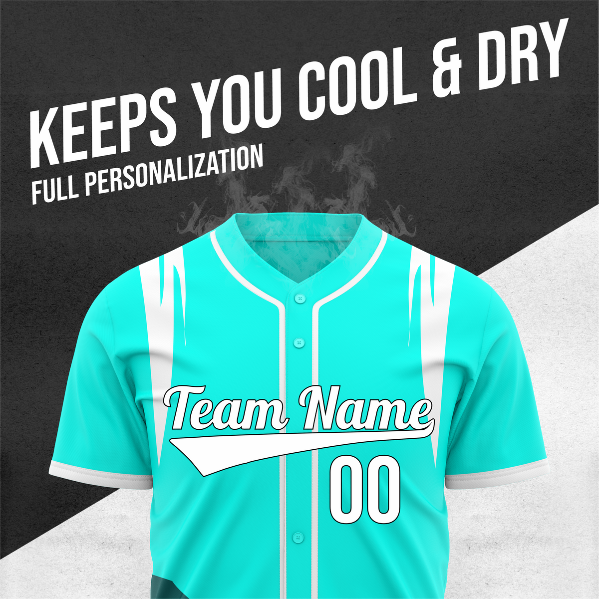 Custom Curve Edge Baseball Aqua Sports Jersey Personalized Uniform with Name & Number