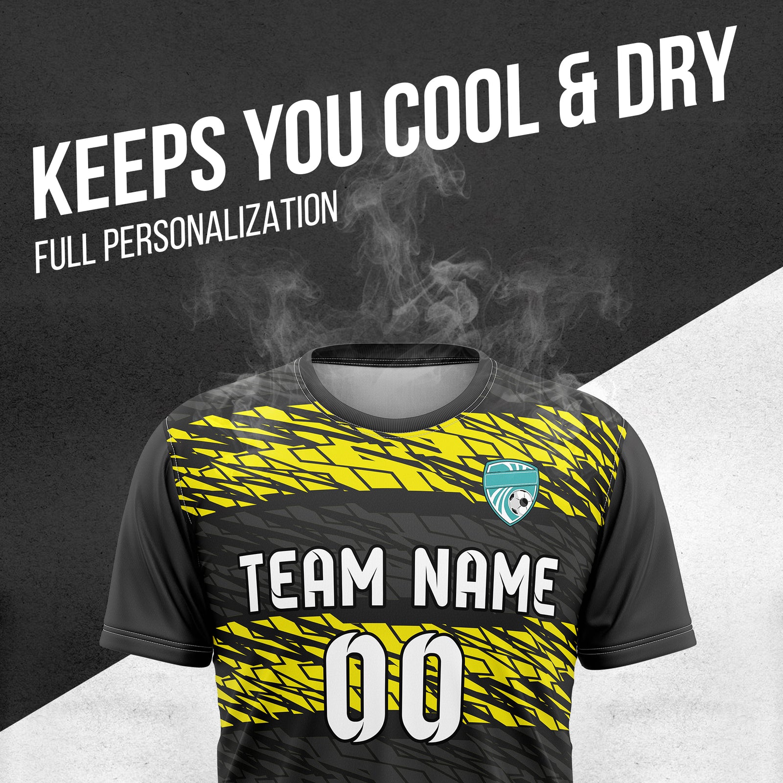 Custom Flare Strike R-Full Pattern Soccer Black Sport Tops Jersey