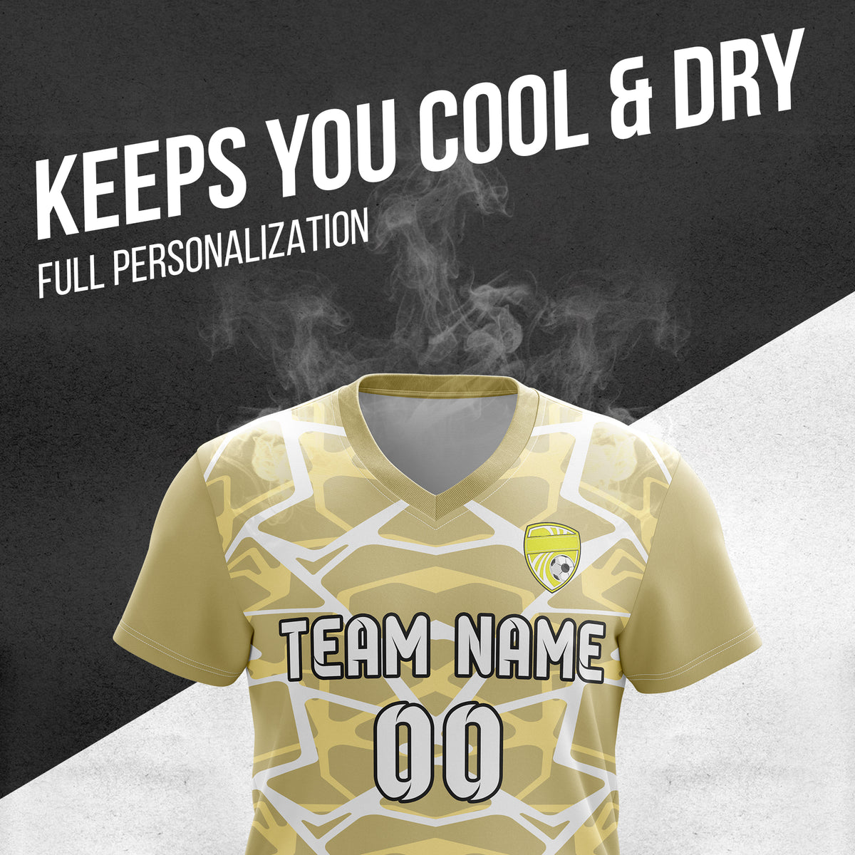 Custom Wild Pulse V-Full Pattern khaki Soccer sport Tops Jersey
