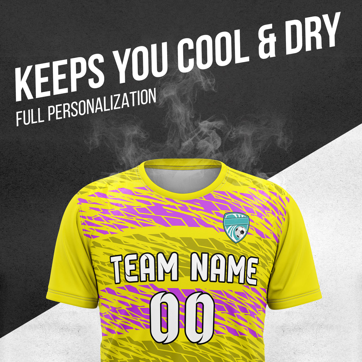 Custom Flare Strike R-Full Pattern Soccer Yellow Sport Tops Jersey