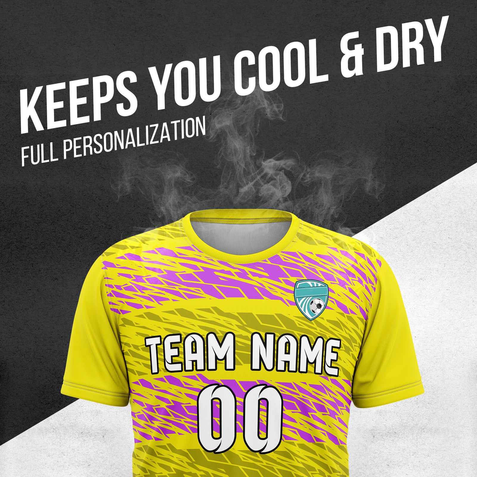 Custom Flare Strike R-Full Pattern Soccer Yellow Sport Tops Jersey