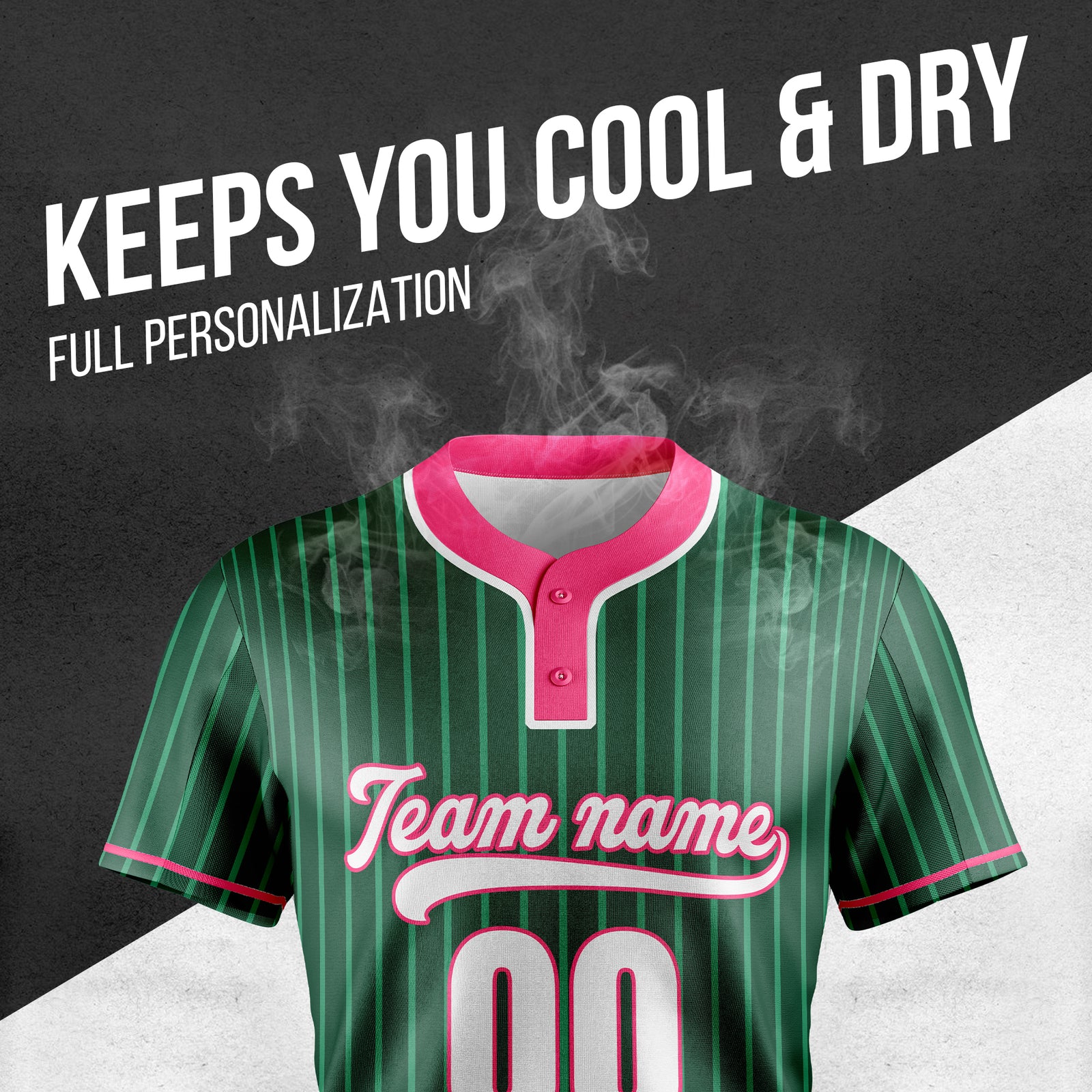 Custom Pinstripe Baseball Green Sports Jersey Personalized Uniform with Name & Number