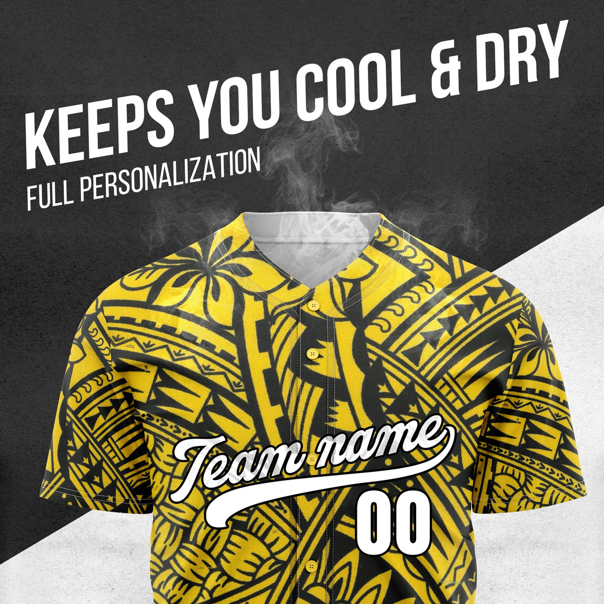 Custom Hawaiian Print Yellow Sports Jersey Personalized Uniform with Name & Number