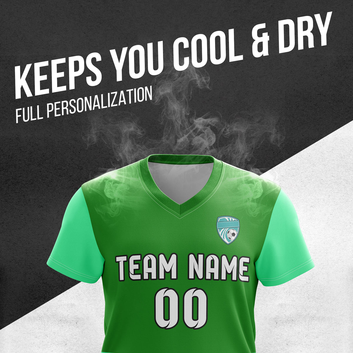 Custom BaseLine Stripe Pattern Green Soccer sport Tops Jersey