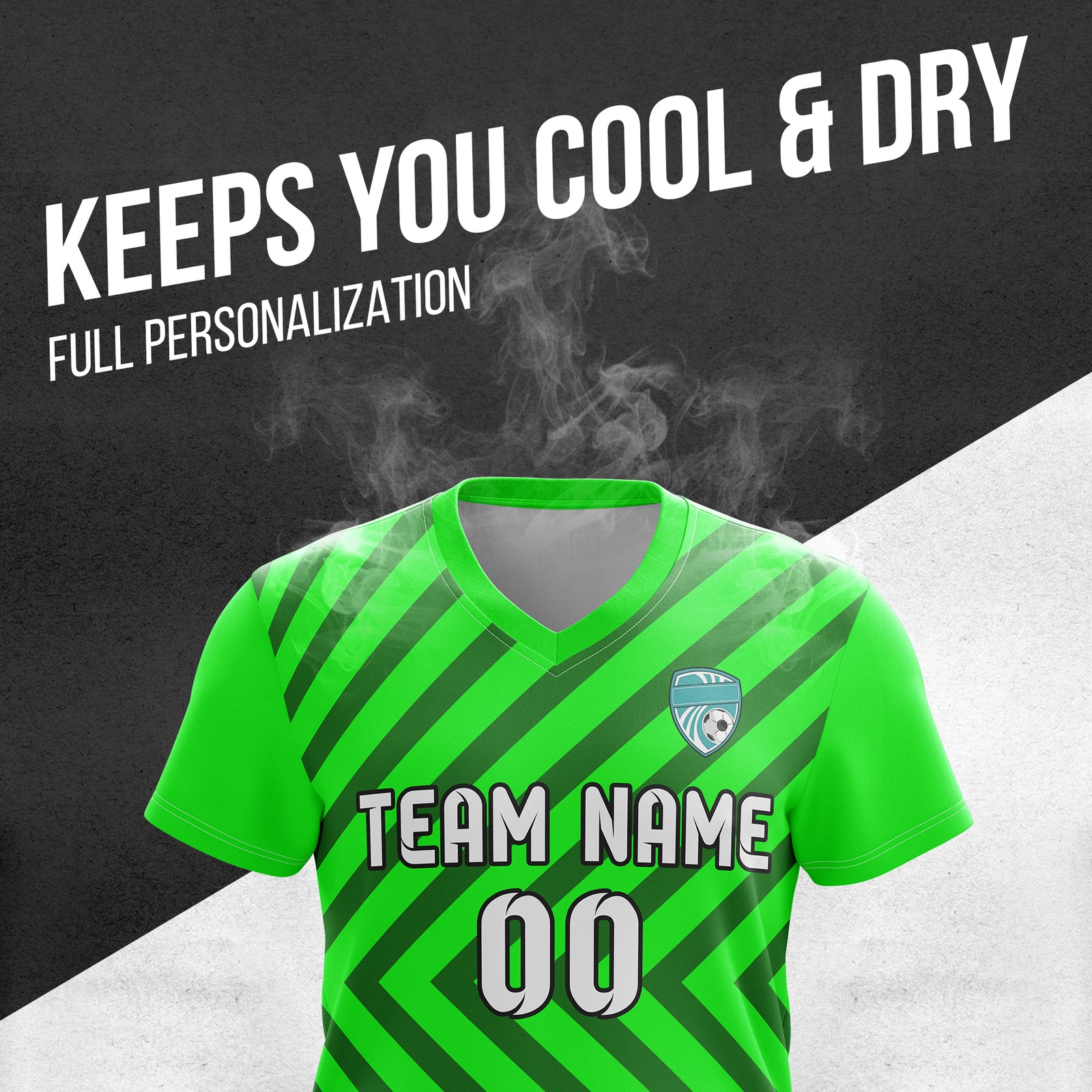 Custom Swift Stripe V-Neck Neon Green Soccer sport Tops Jersey