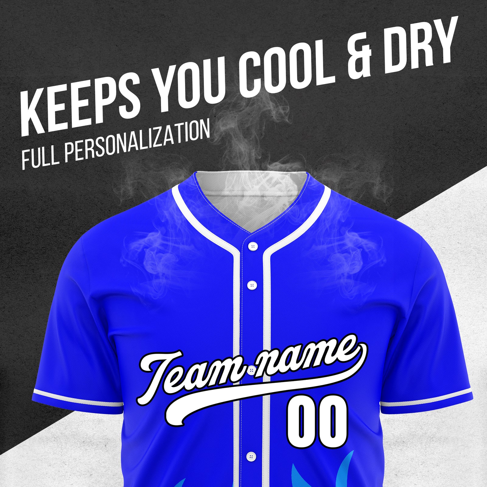 Custom Burnout Blue Baseball Sports Jersey Personalized Uniform with Name & Number