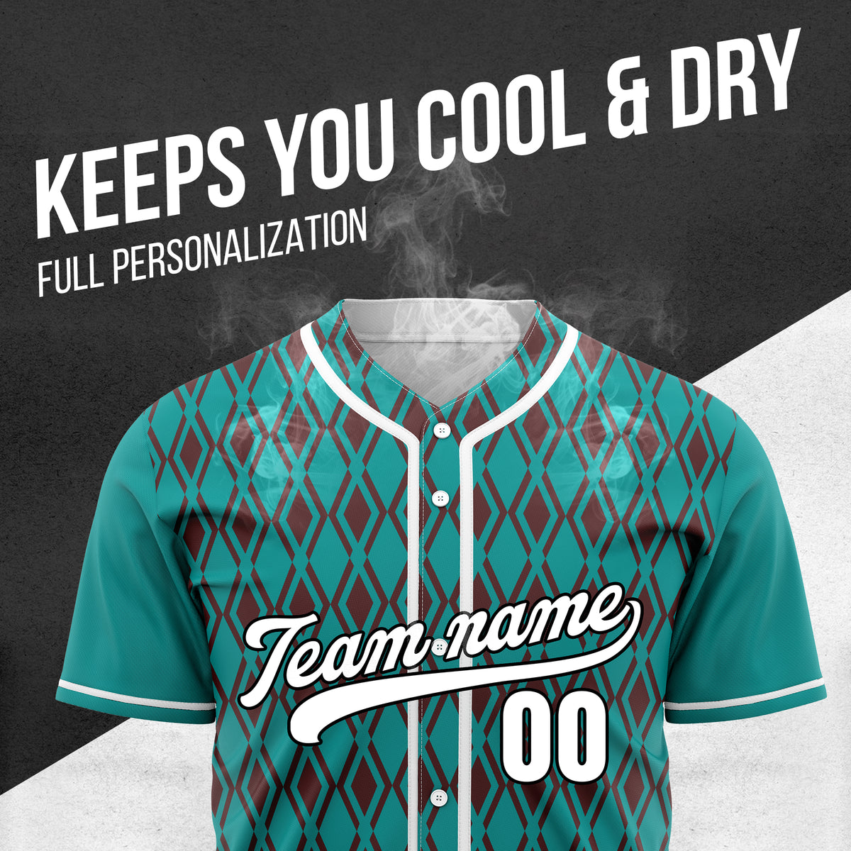 Custom Rhombic Edge Teal Sports Jersey Personalized Uniform with Name & Number