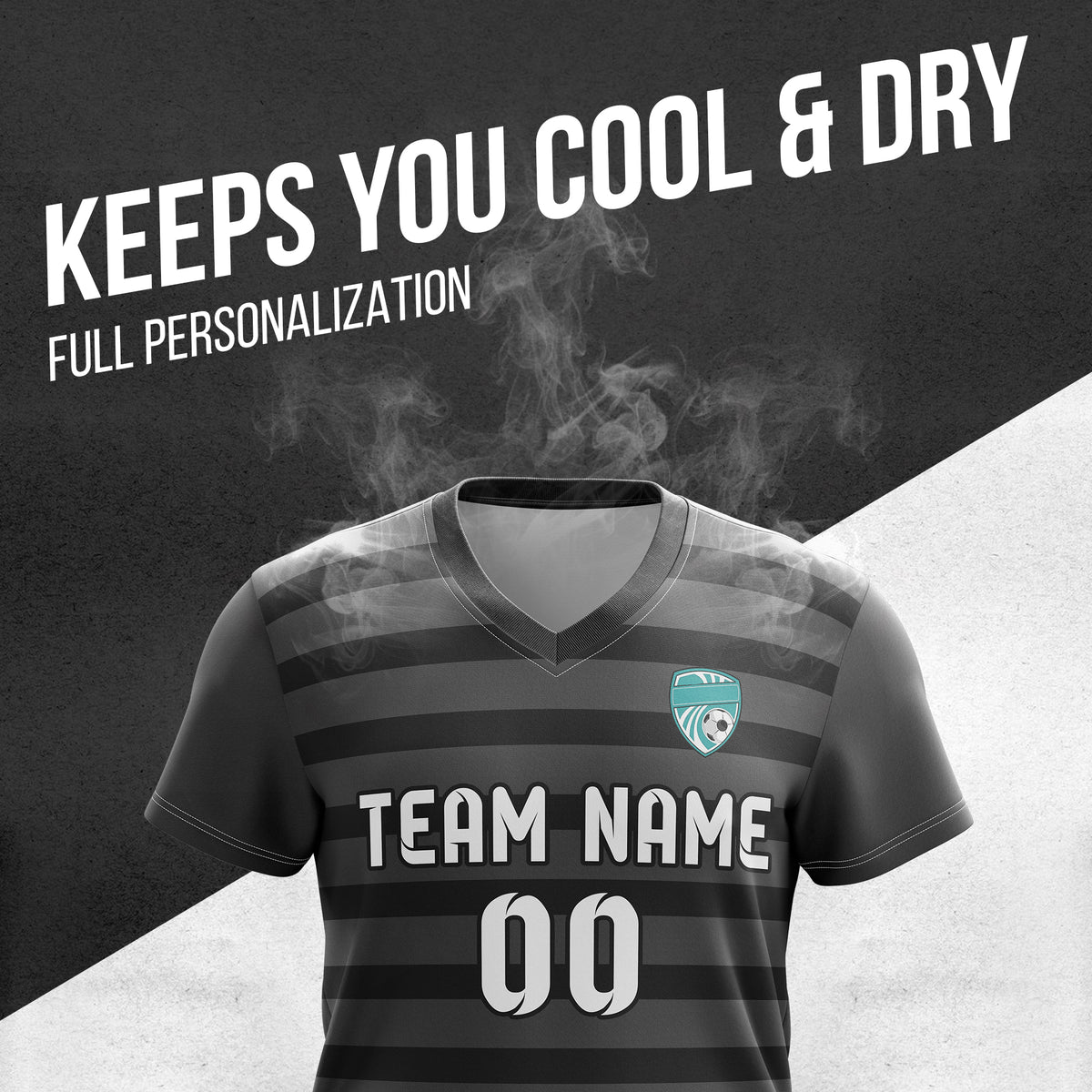 Custom Royal Stripe V-Neck Dark Grey Soccer sport Tops Jersey