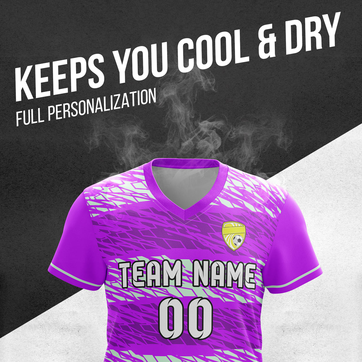 Custom Flare Strike V-Full Pattern Purple Soccer sport Tops Jersey