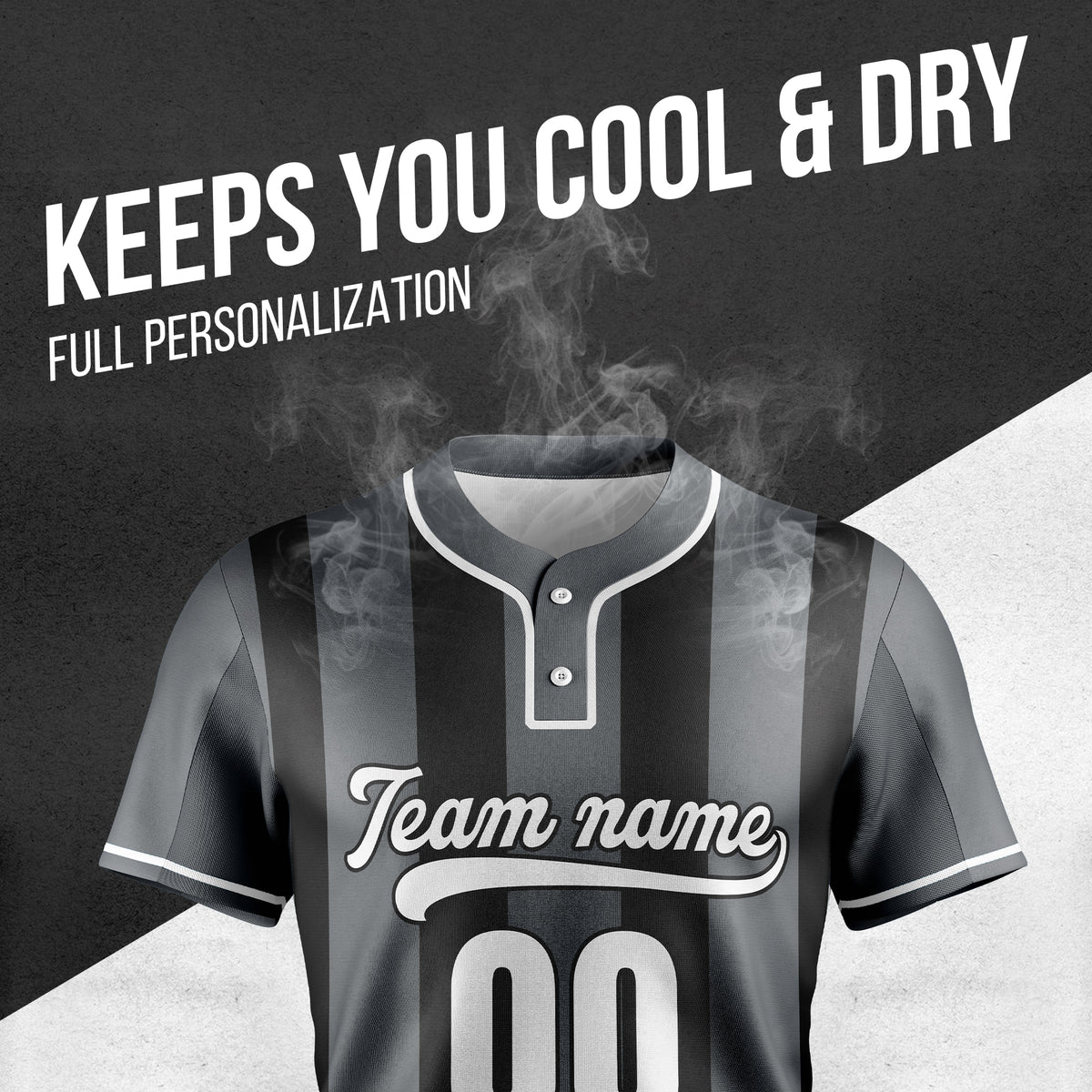 Custom Dual Stripe Dark Grey Baseball Sports Jersey Personalized Uniform with Name & Number