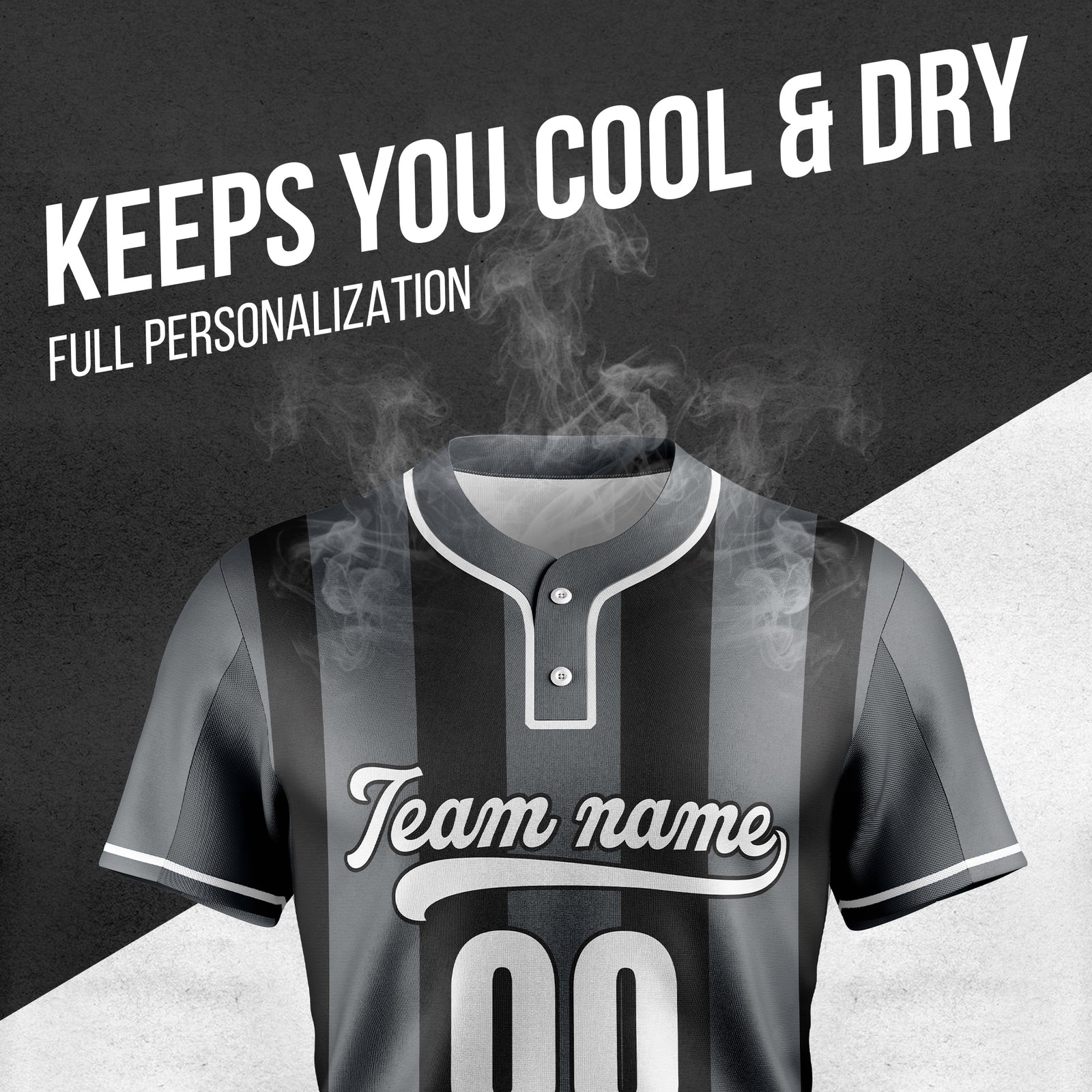 Custom Dual Stripe Dark Grey Baseball Sports Jersey Personalized Uniform with Name & Number