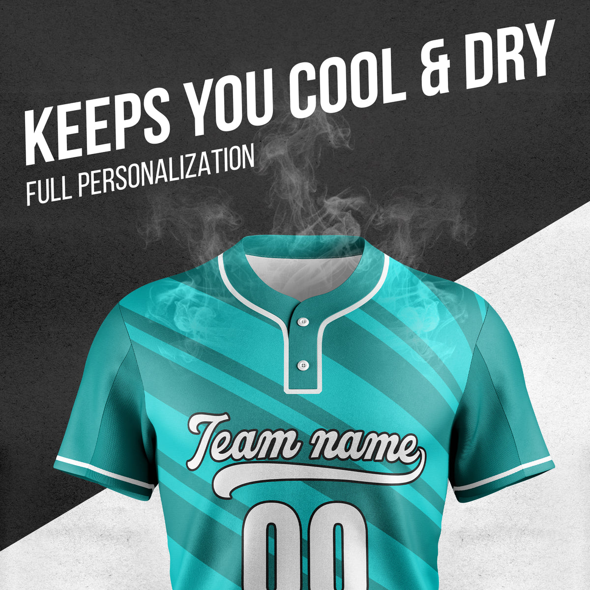 Custom Bold Flow Teal Baseball Sports Jersey Personalized Uniform with Name & Number