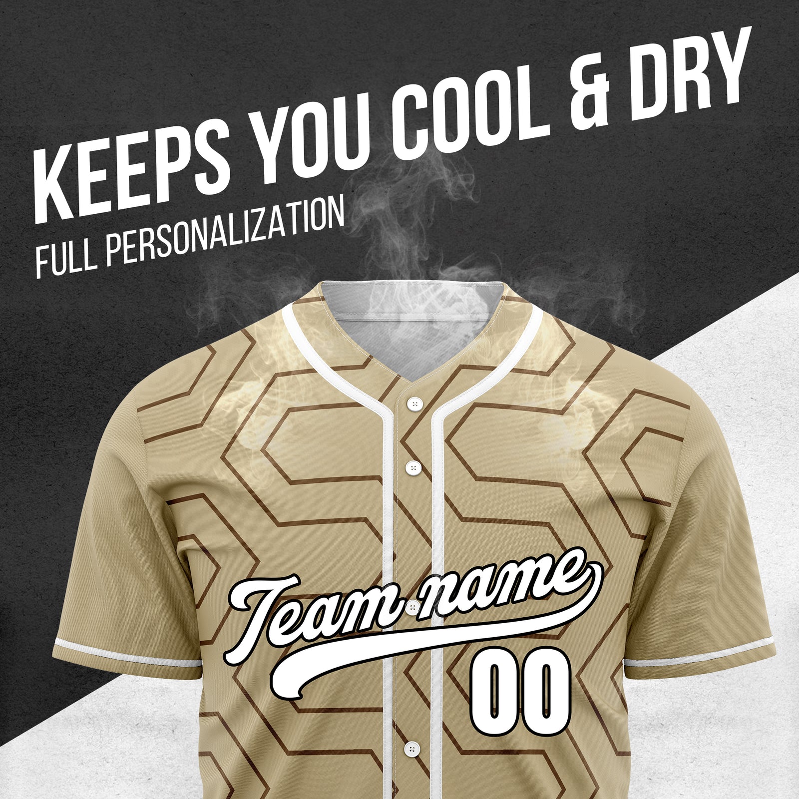 Custom Rhombus Rush Khaki Baseball Sports Jersey Personalized Uniform with Name & Number