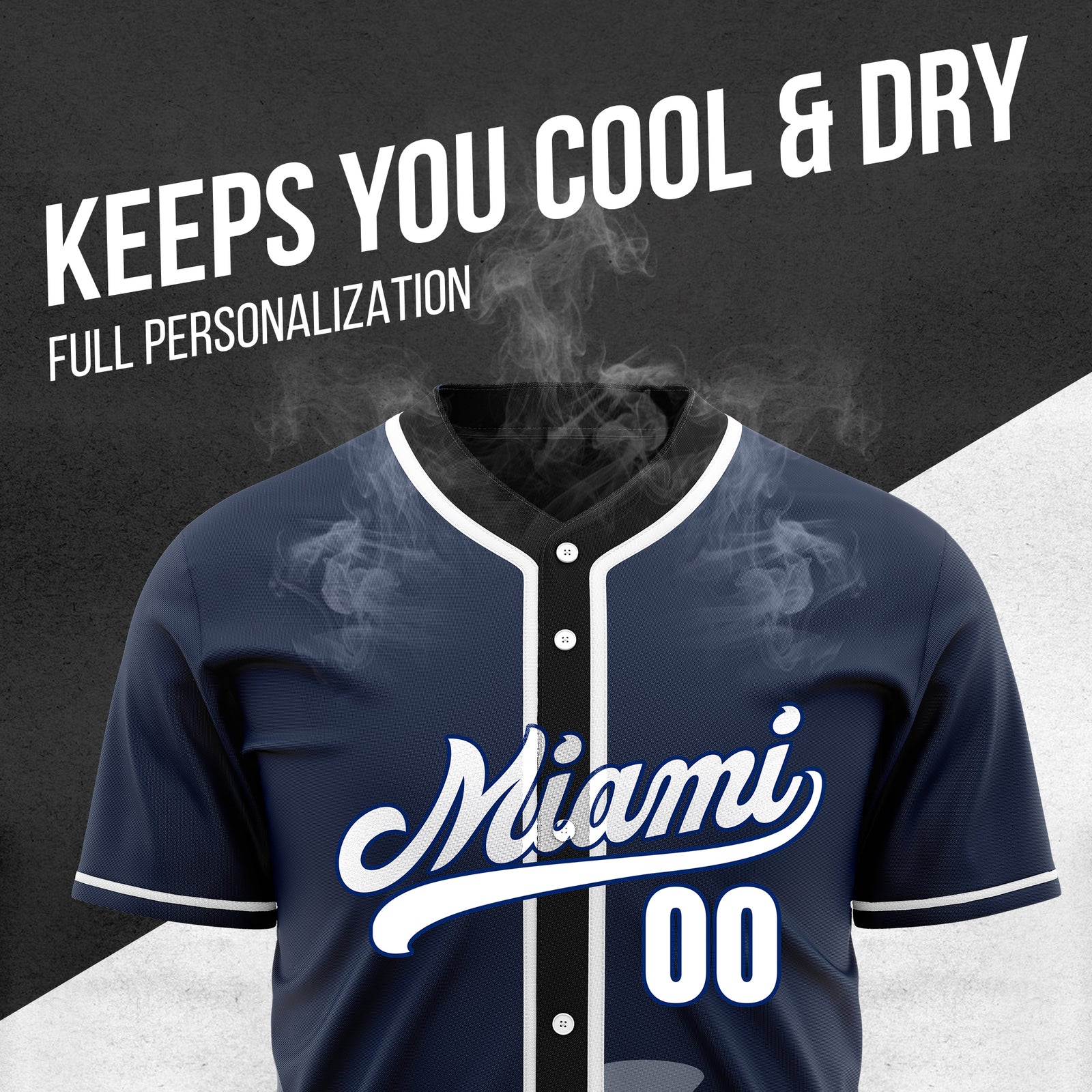Custom City Tide Navy Baseball Sports Jersey Personalized Uniform with Name & Number