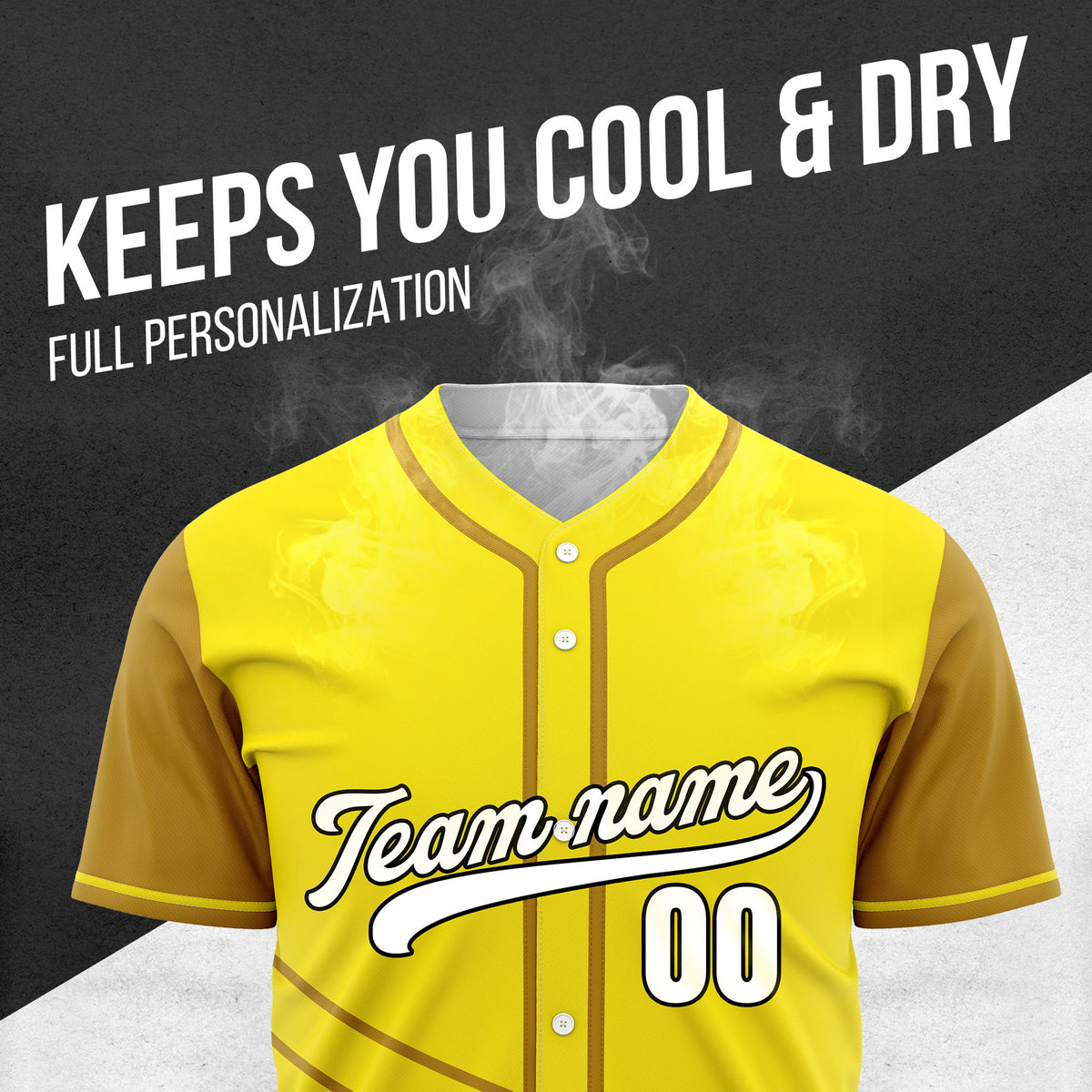 Custom Swift Yellow Raglan Style Baseball Sports Jersey Personalized Uniform with Name & Number