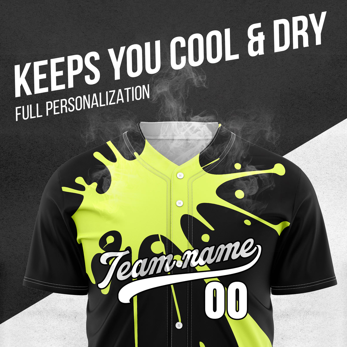 Custom Paint Burst Black Sports Jersey Personalized Uniform with Name & Number