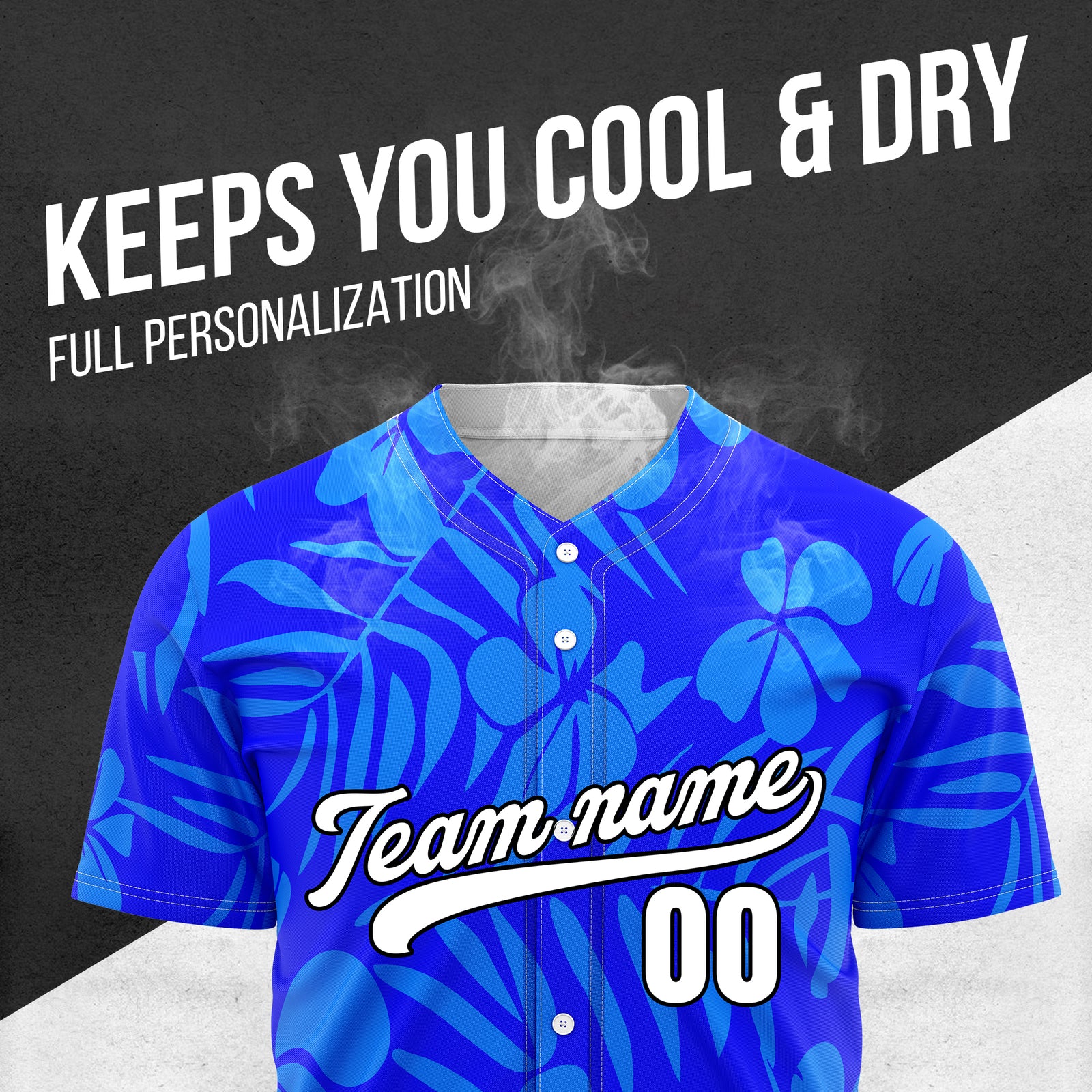 Custom Hawaiian Blue Baseball Sports Jersey Personalized Uniform with Name & Number