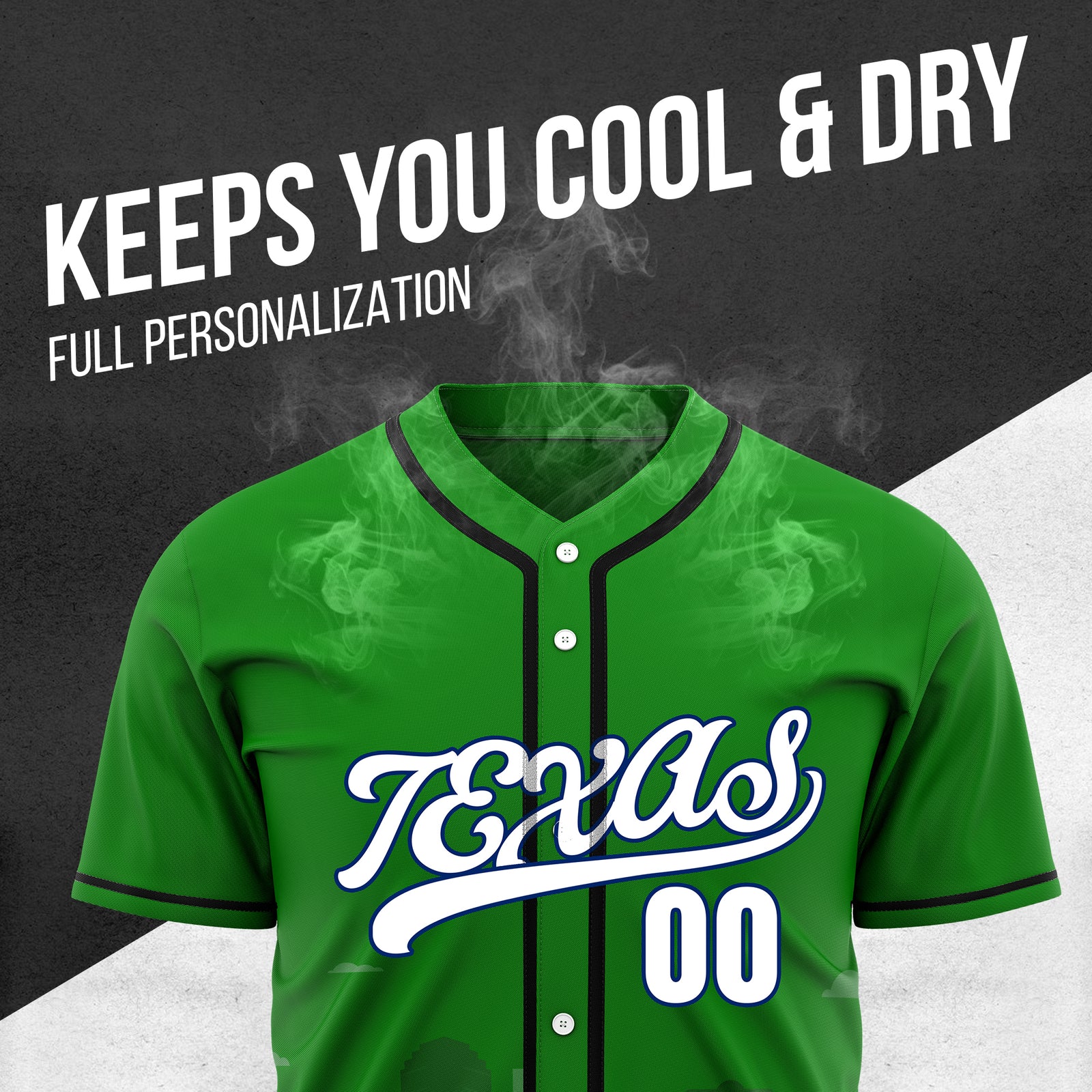 Custom City Lights Green Baseball Sports Jersey Personalized Uniform with Name & Number