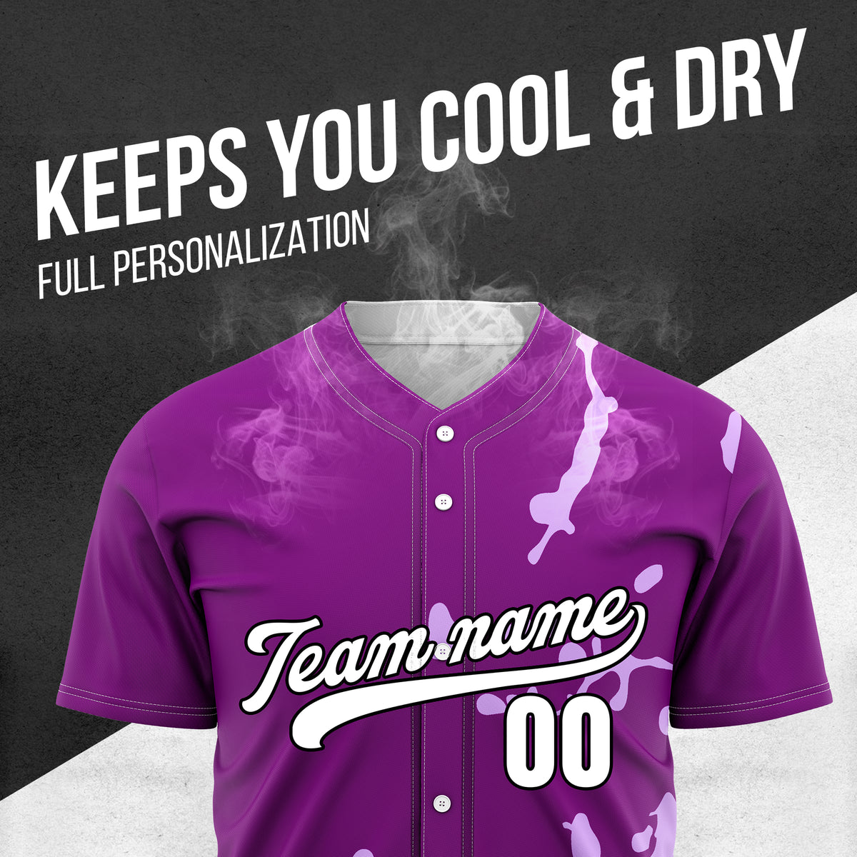 Custom Ink Paint Pop Purple Sports Jersey Personalized Uniform with Name & Number