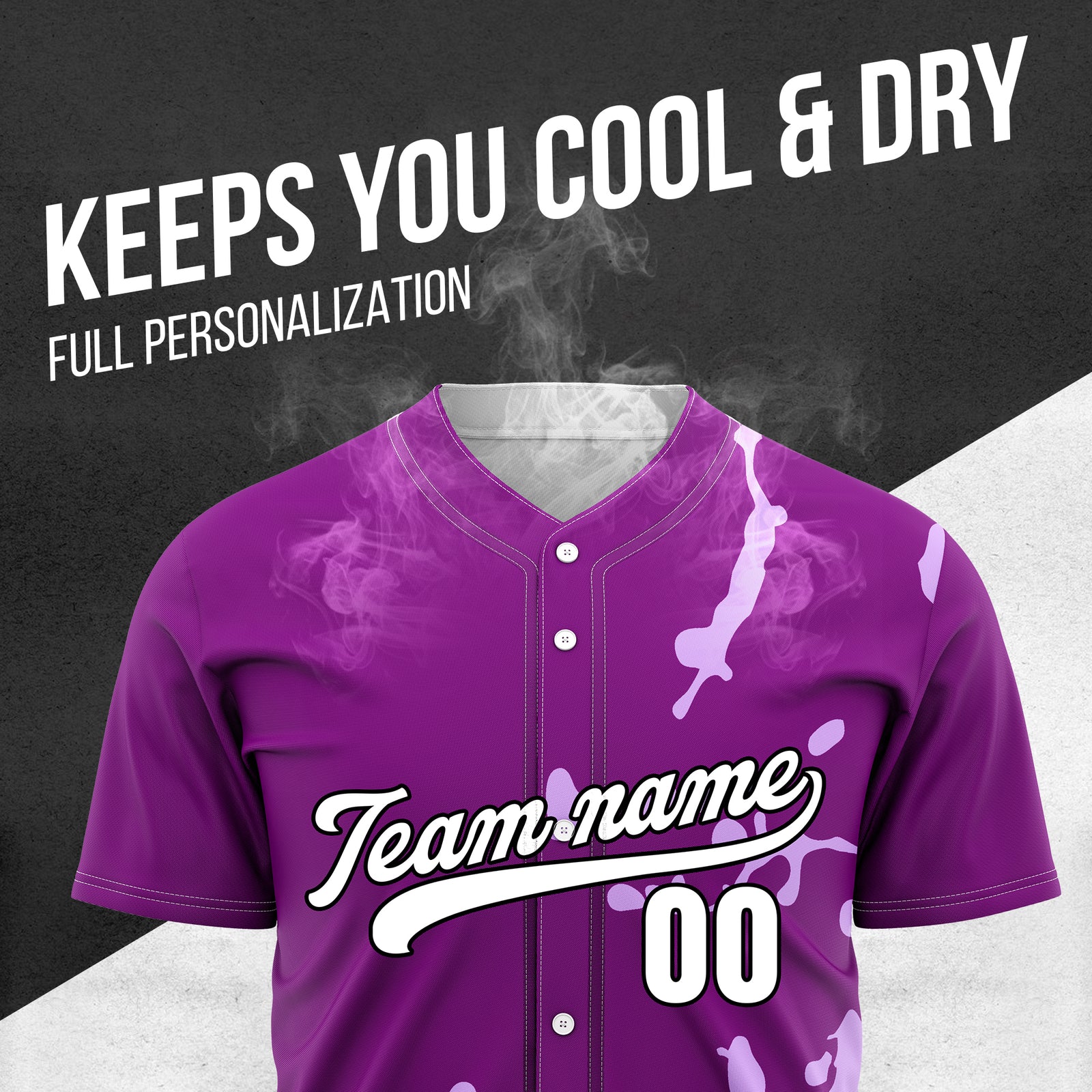 Custom Ink Paint Pop Purple Sports Jersey Personalized Uniform with Name & Number