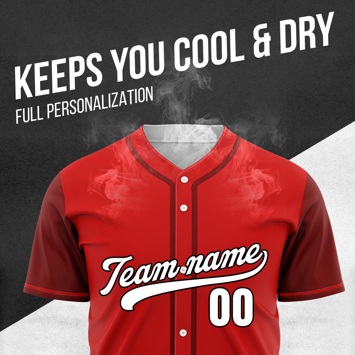 Custom Crimson Red Raglan Style Baseball Sports Jersey Personalized Uniform with Name & Number