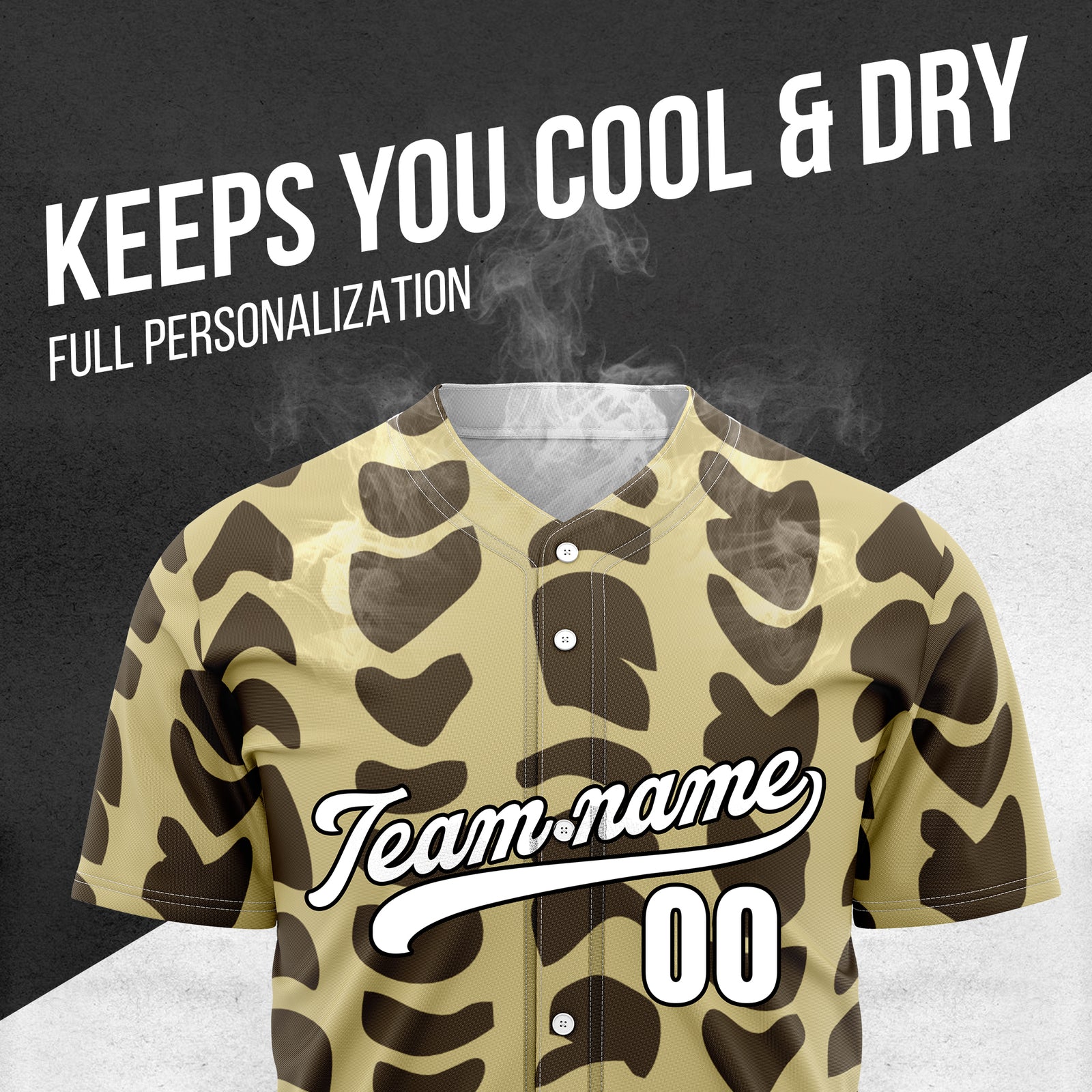 Custom Hawaii Waves Khaki Baseball Sports Jersey Personalized Uniform with Name & Number