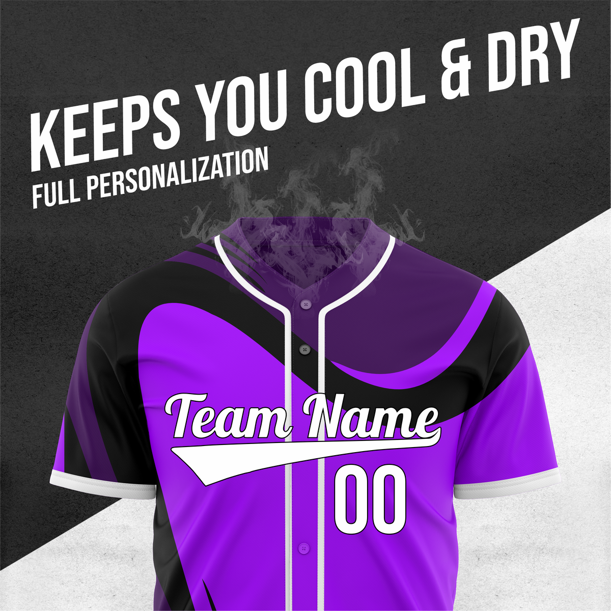Custom Heritage Flow Baseball Purple Sports Jersey Personalized Uniform with Name & Number