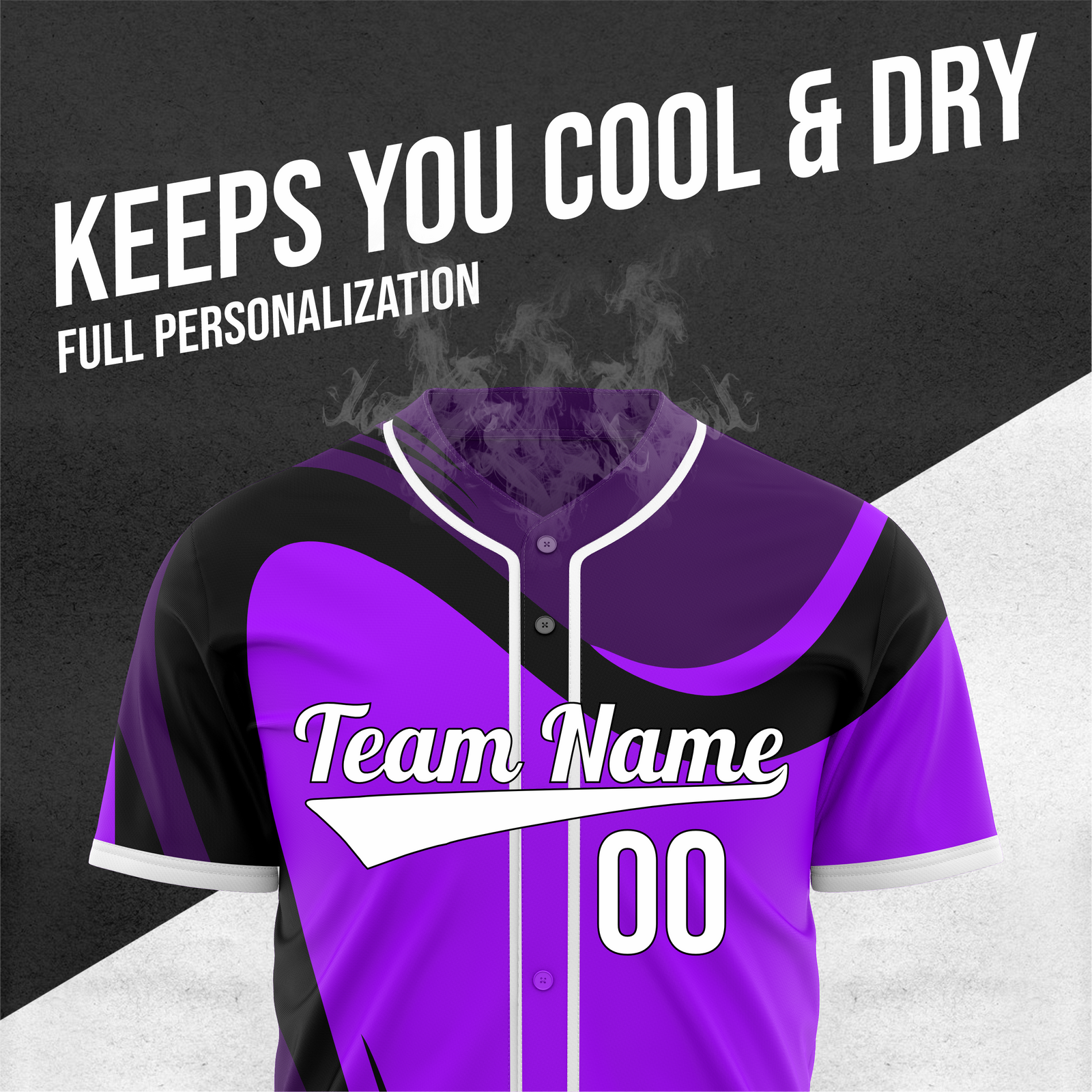 Custom Heritage Flow Baseball Purple Sports Jersey Personalized Uniform with Name & Number