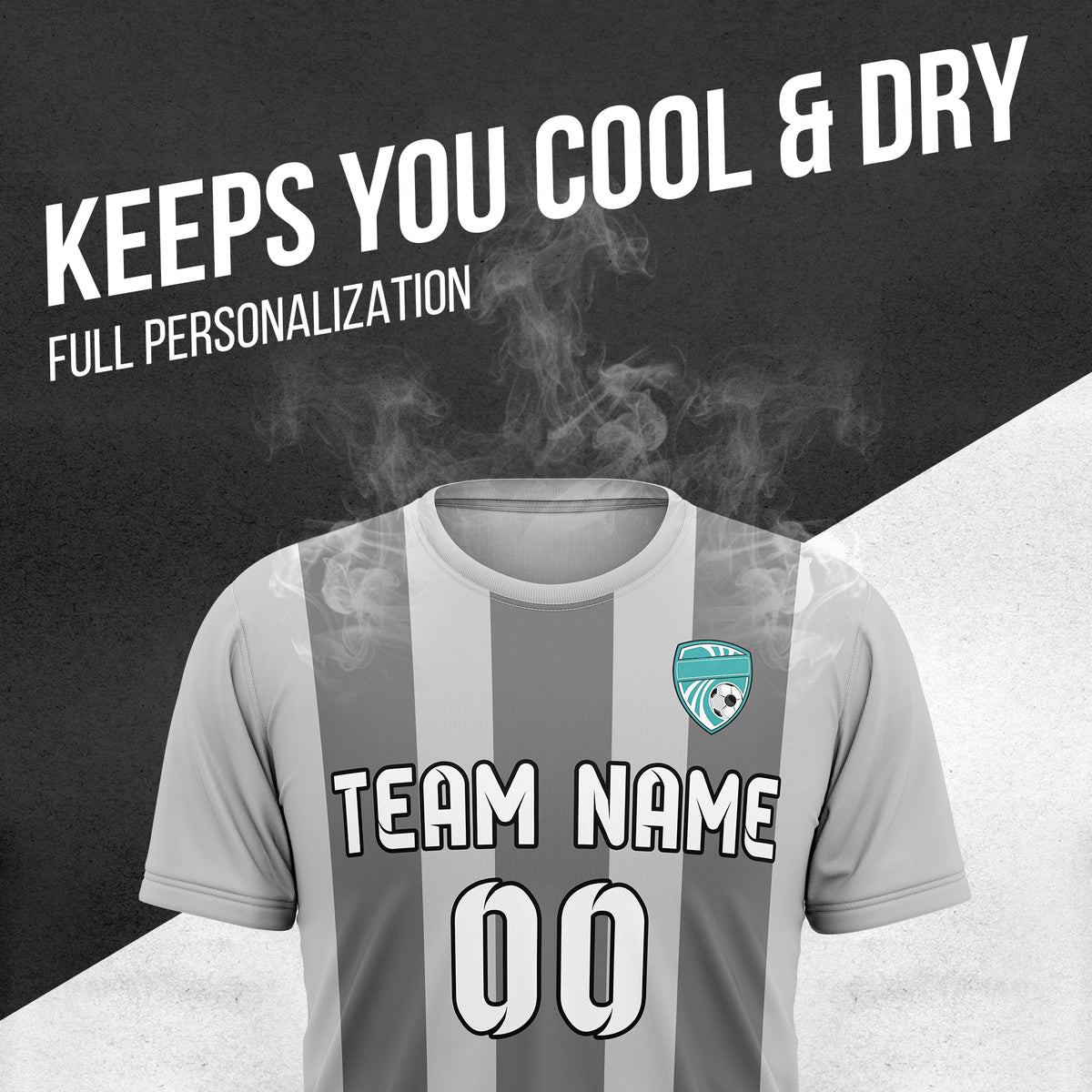 Custom Striker Stripe Grey Soccer sport Tops Jersey