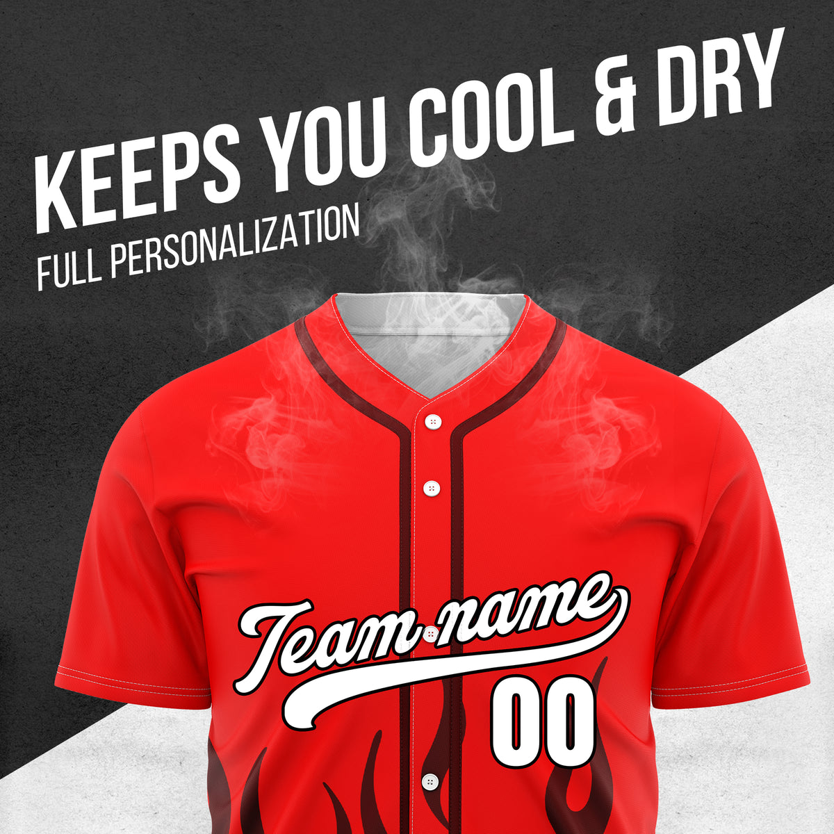 Custom Frost Fire Red Baseball Sports Jersey Personalized Uniform with Name & Number