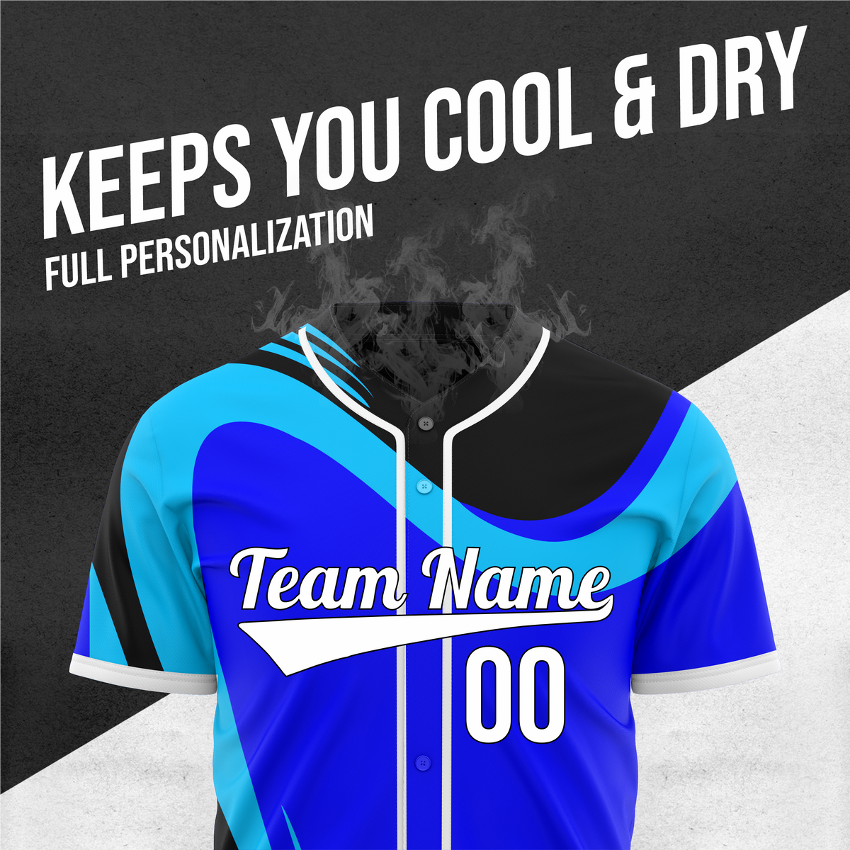 Custom Heritage Flow Baseball Blue Sports Jersey Personalized Uniform with Name & Number