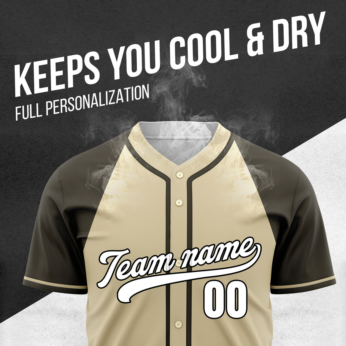 Custom Desert Blaze Khaki Raglan Style Baseball Sports Jersey Personalized Uniform with Name & Number