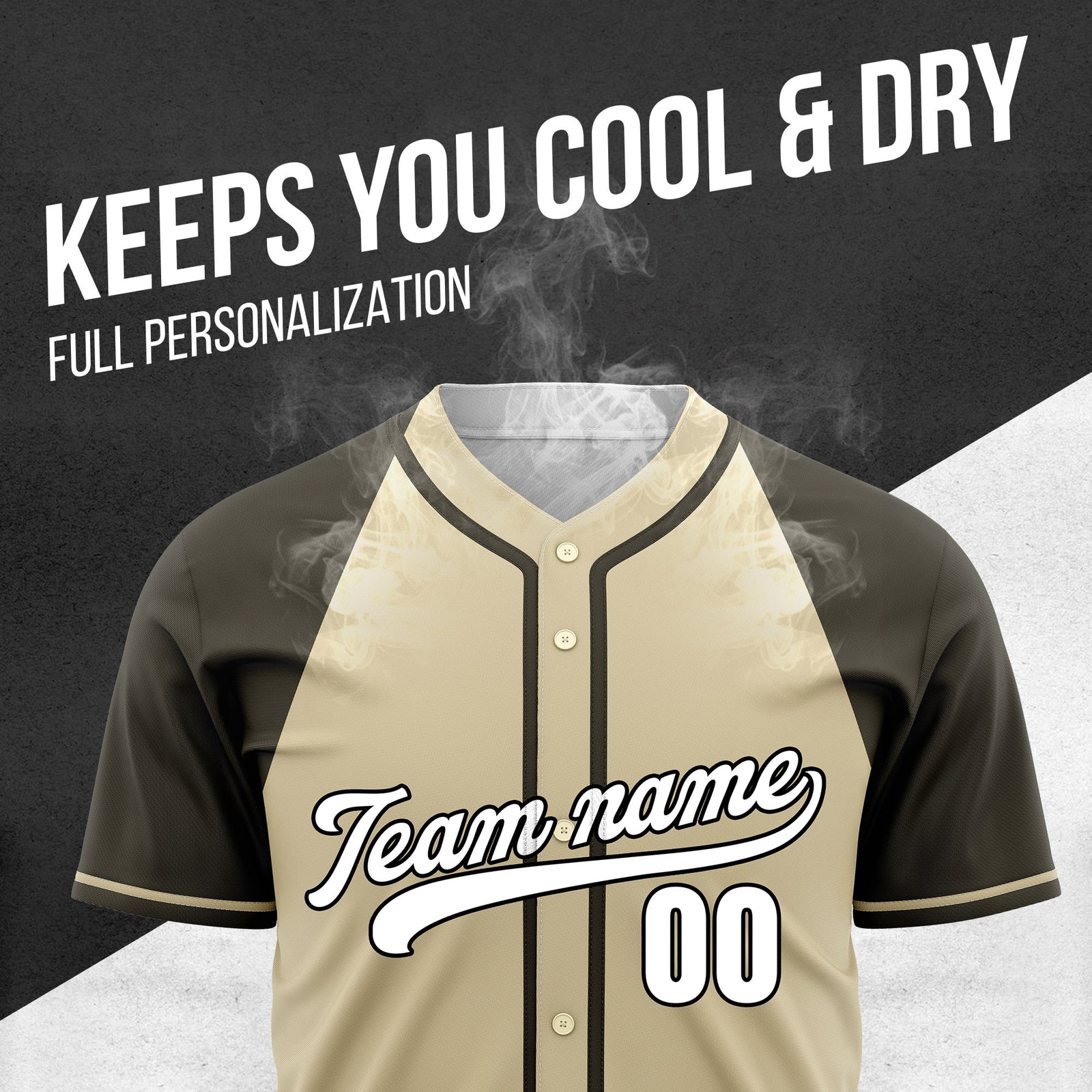 Custom Desert Blaze Khaki Raglan Style Baseball Sports Jersey Personalized Uniform with Name & Number
