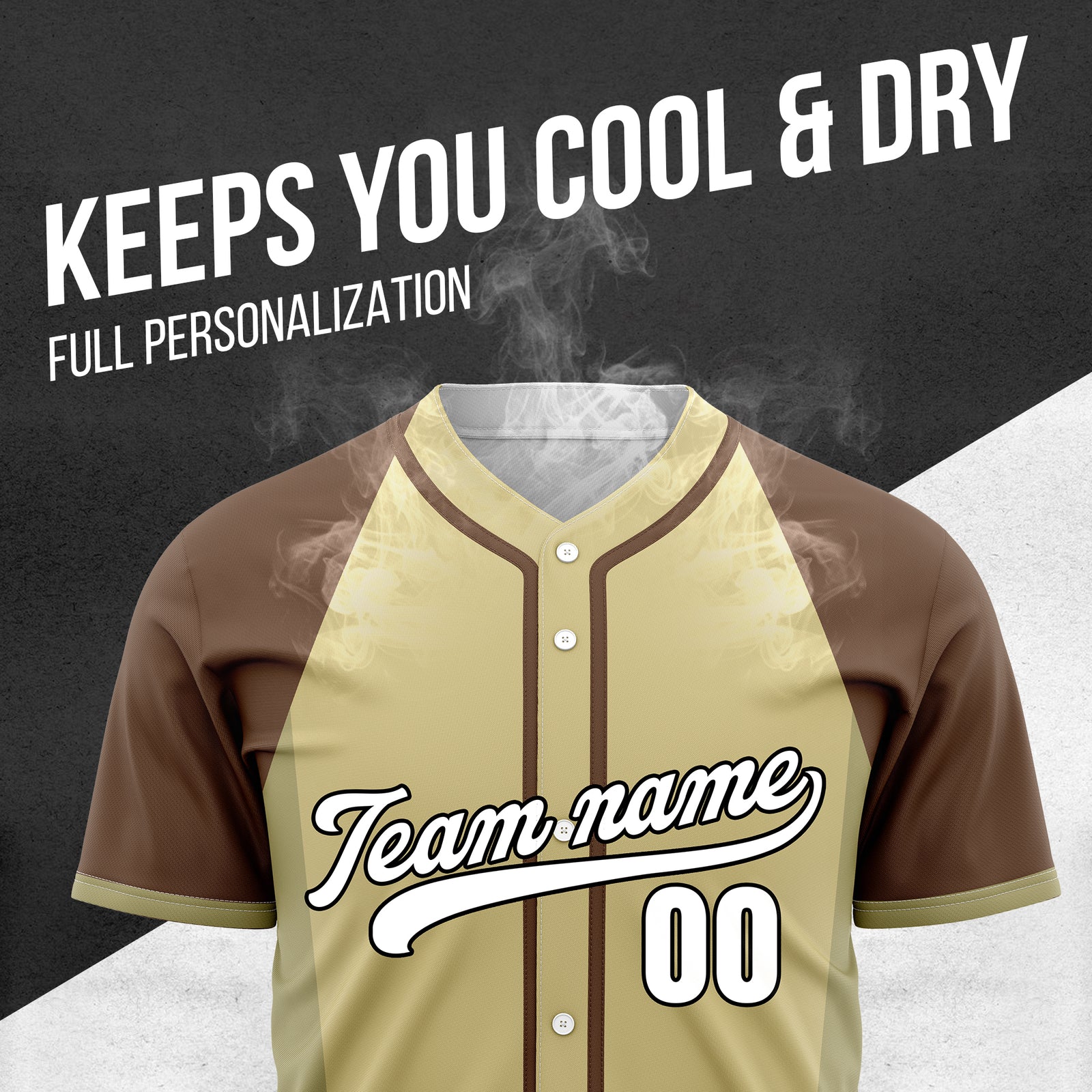 Custom Timeless Stripes Baseball Khaki Sports Jersey Personalized Uniform with Name & Number