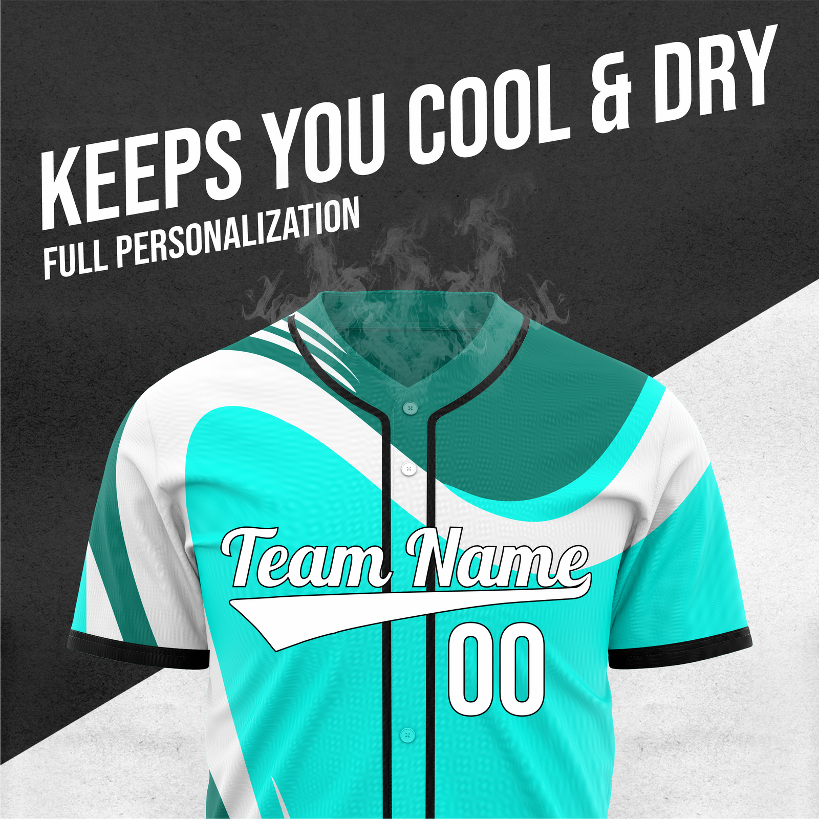 Custom Heritage Flow Baseball Aqua Sports Jersey Personalized Uniform with Name & Number