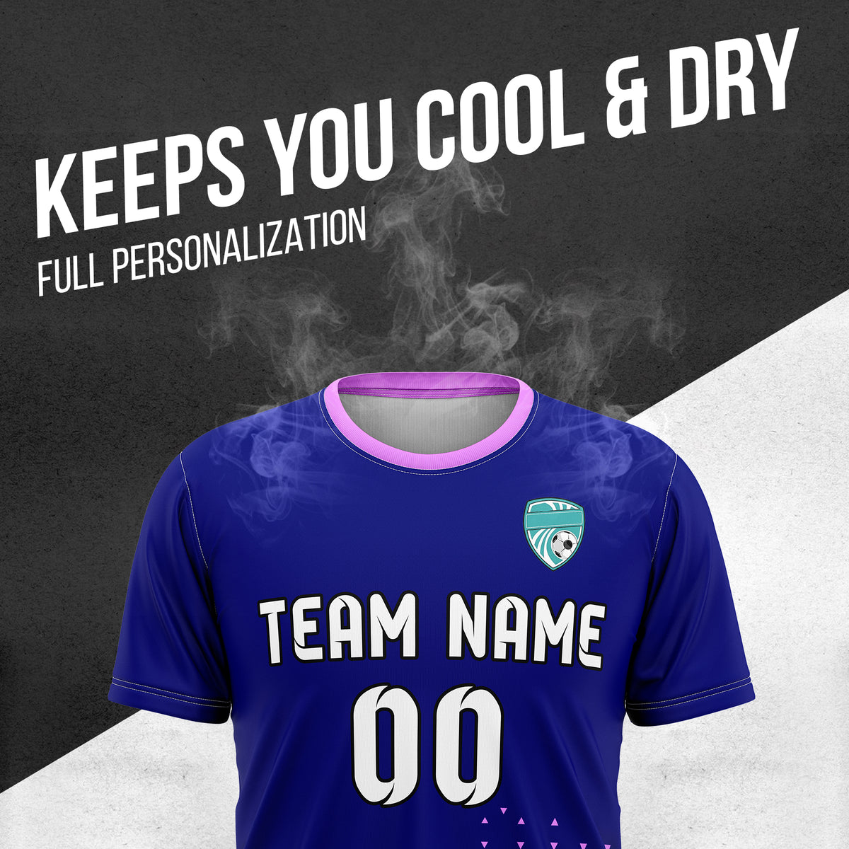 Custom Tri-Edge R Side Pattern Soccer Navy Sport Tops Jersey