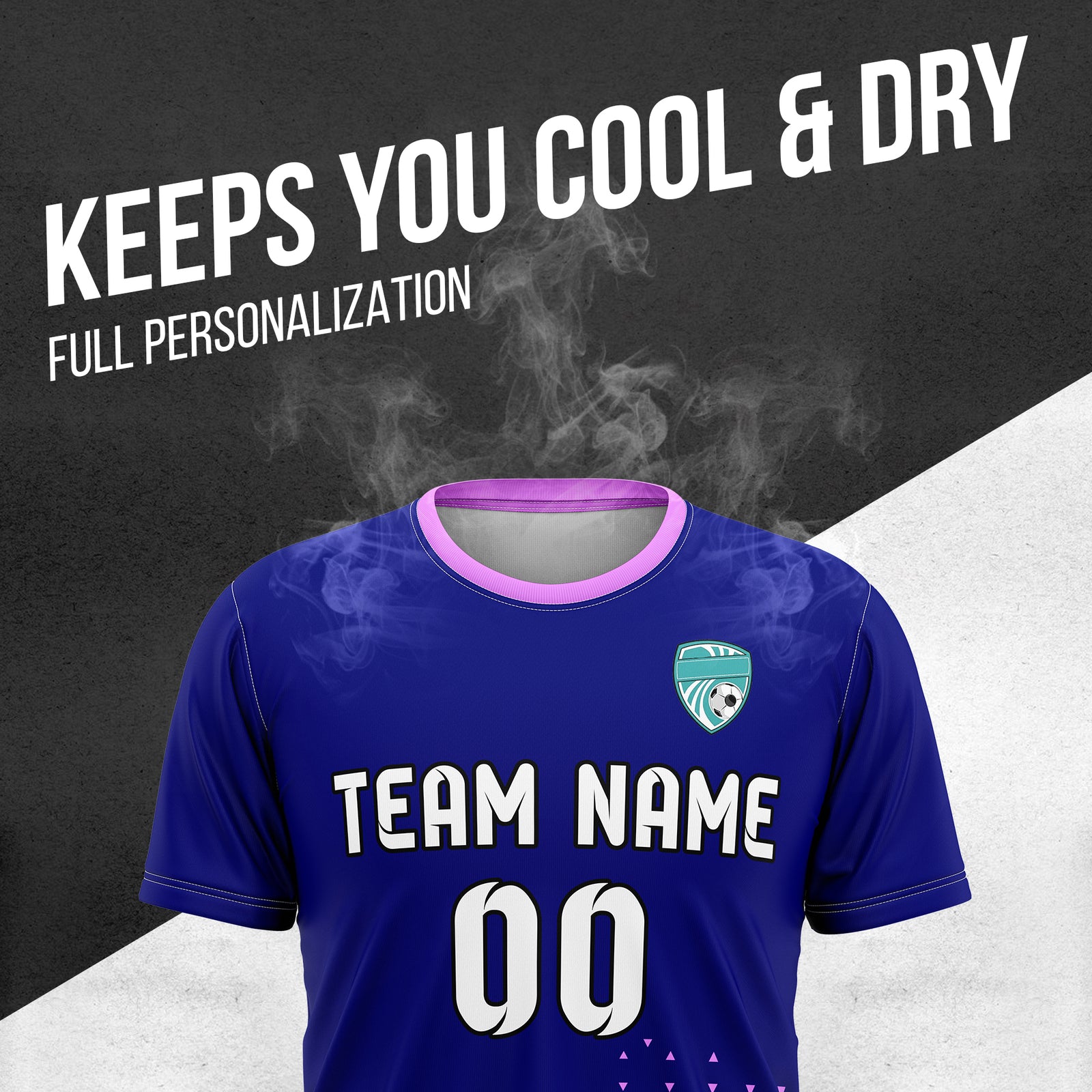 Custom Tri-Edge R Side Pattern Soccer Navy Sport Tops Jersey