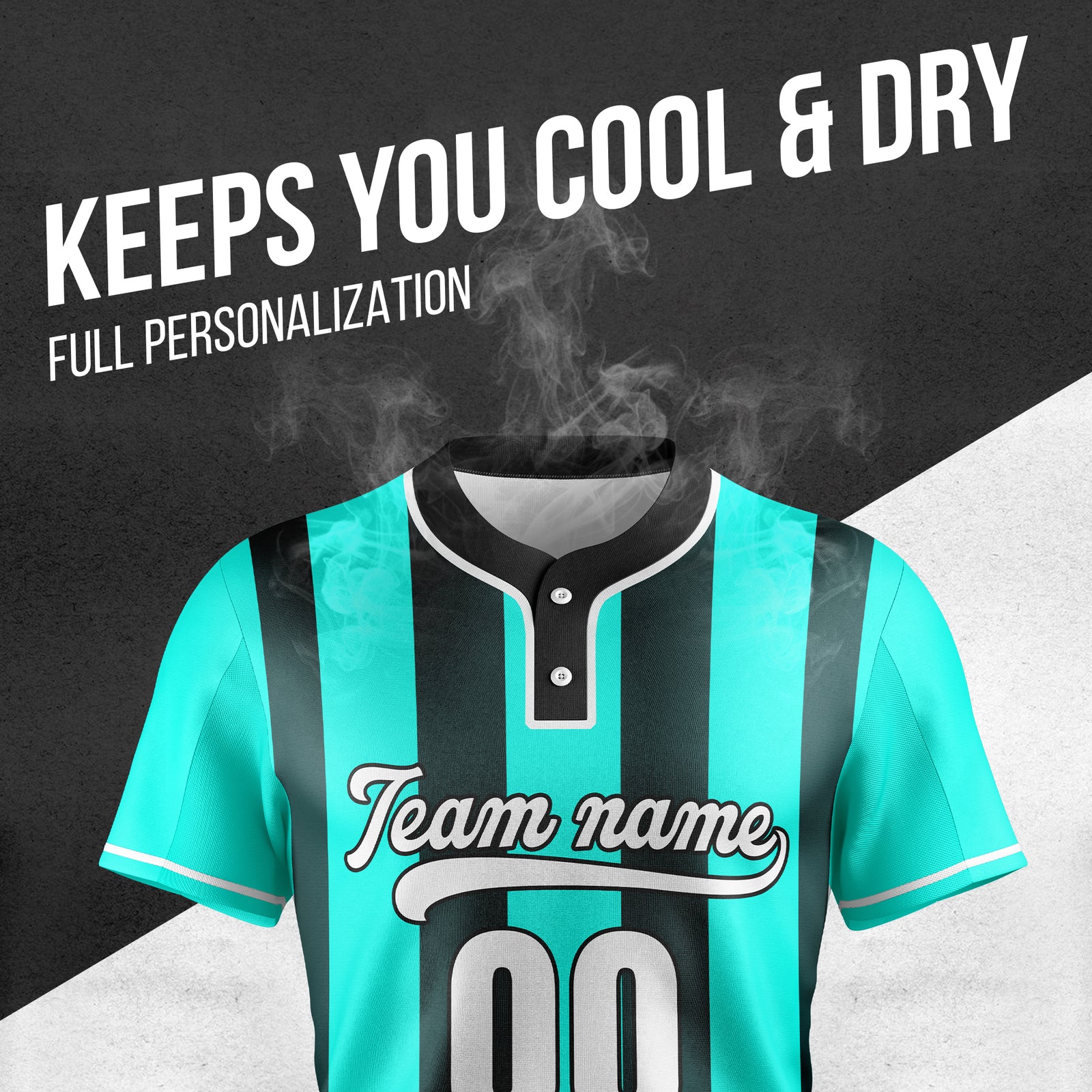 Custom Dual Stripe Aqua Baseball Sports Jersey Personalized Uniform with Name & Number