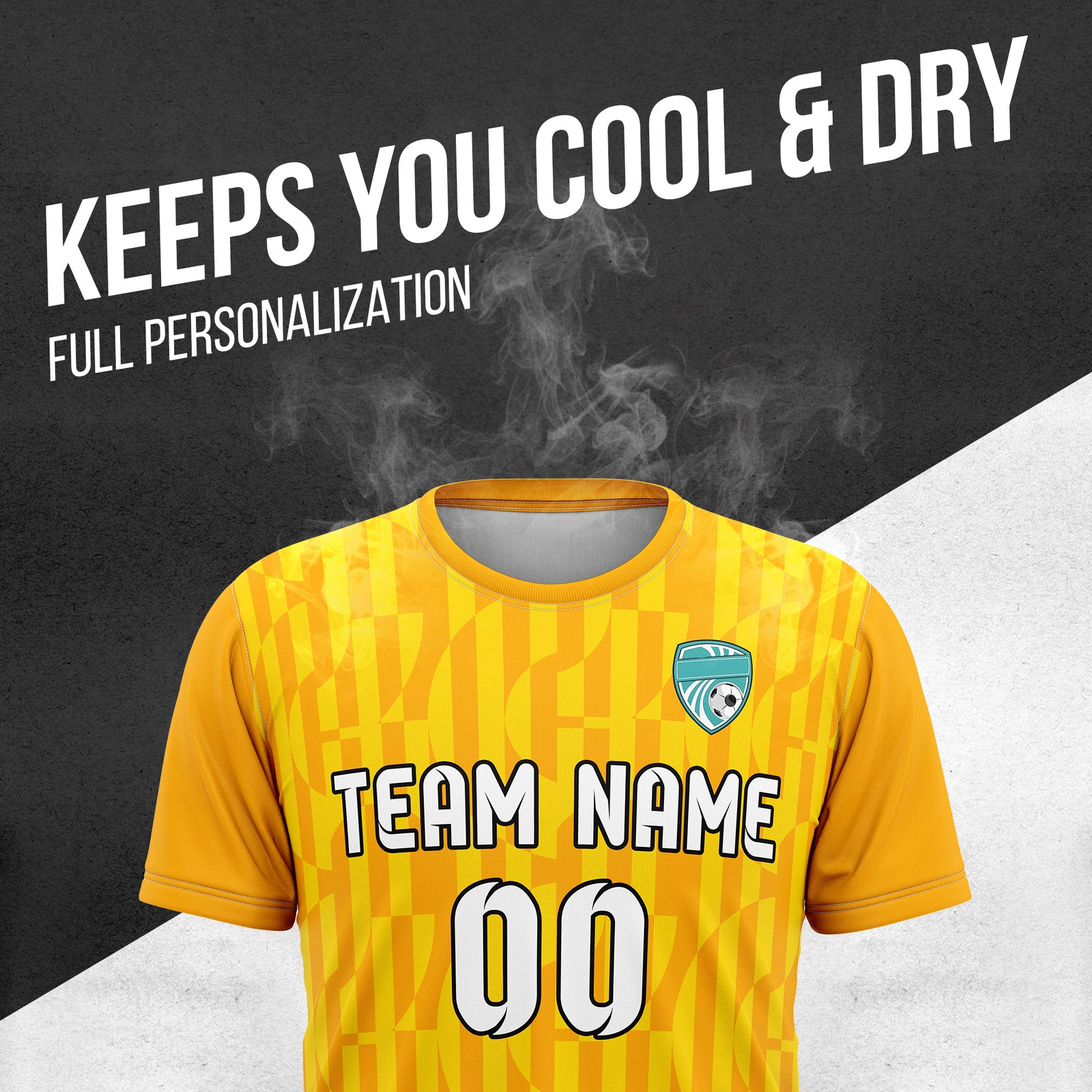 Custom Pulse Grid R-Full Pattern Soccer Orange Sport Tops Jersey