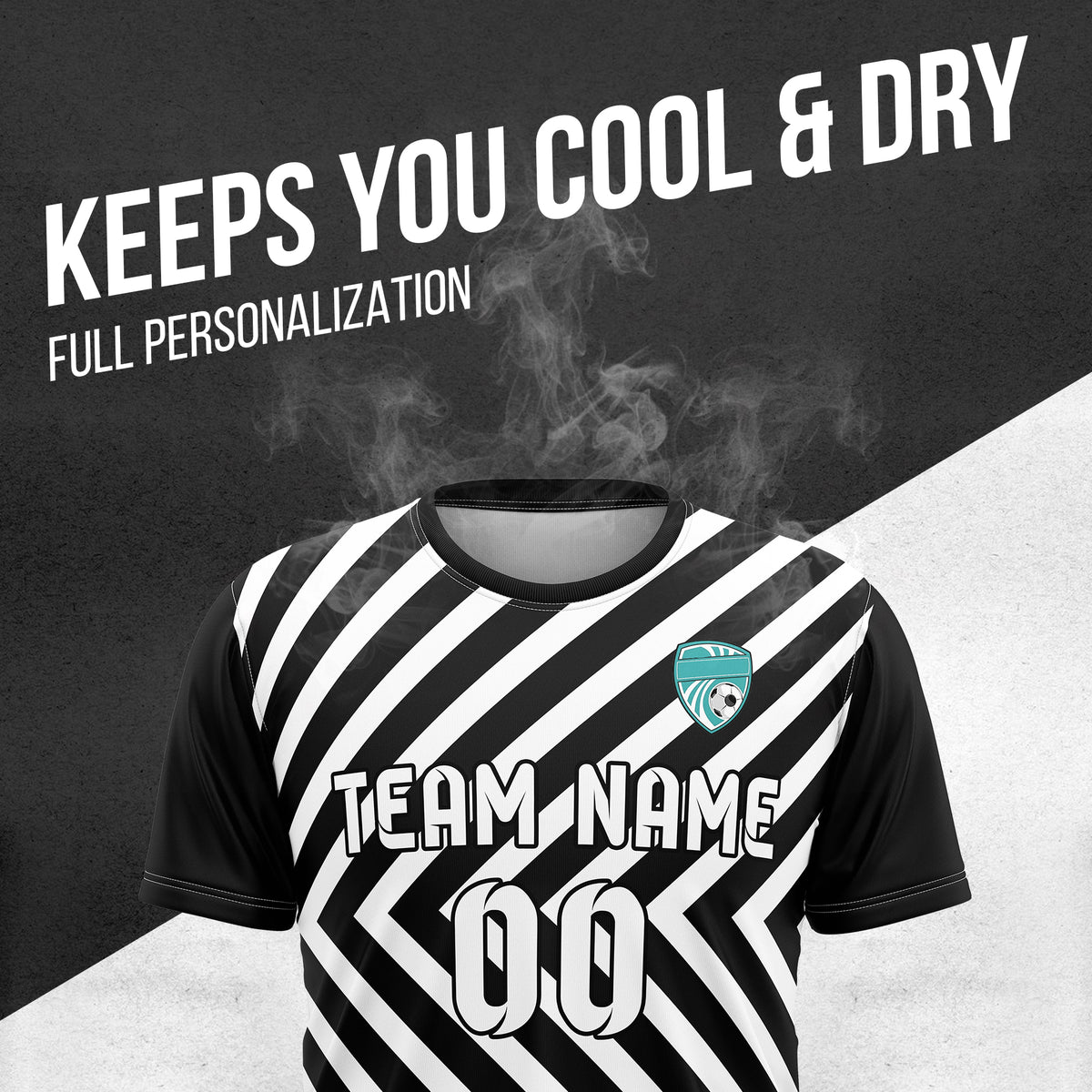 Custom SwiftStripe Black Soccer sport Tops Jersey