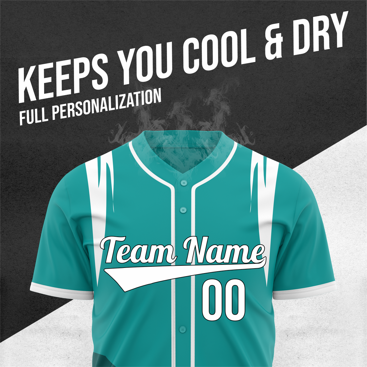 Custom Curve Edge Baseball Teal Sports Jersey Personalized Uniform with Name & Number