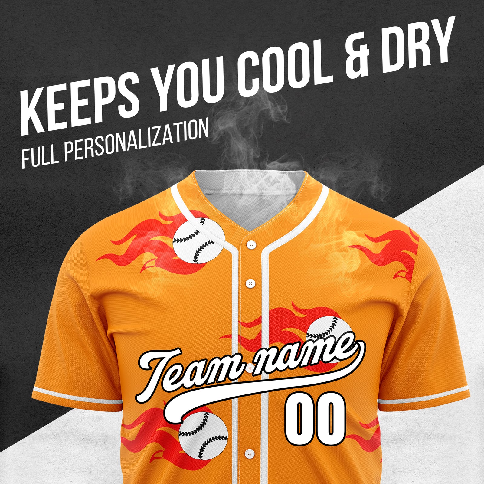 Custom Fireballers Orange Baseball Sports Jersey Personalized Uniform with Name & Number