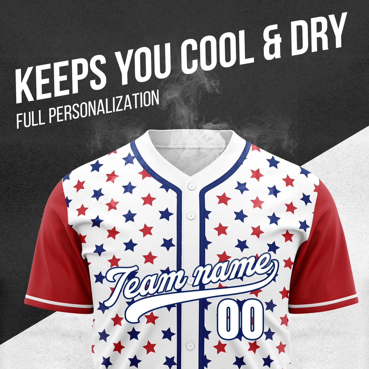 Custom Stars & Stripes Baseball Sports Jersey Personalized Uniform with Name & Number