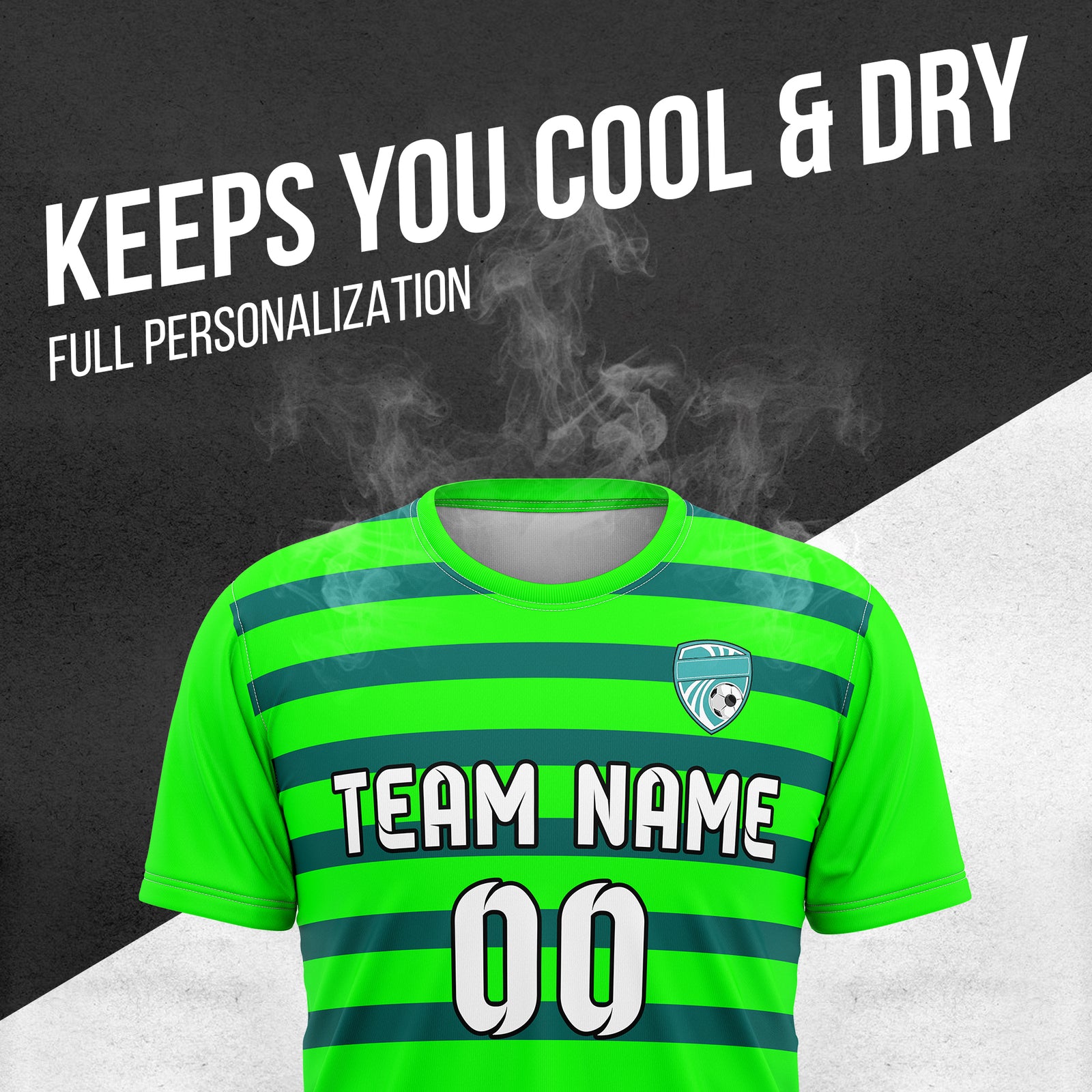 Custom Royal Stripe Neon Green Soccer sport Tops Jersey