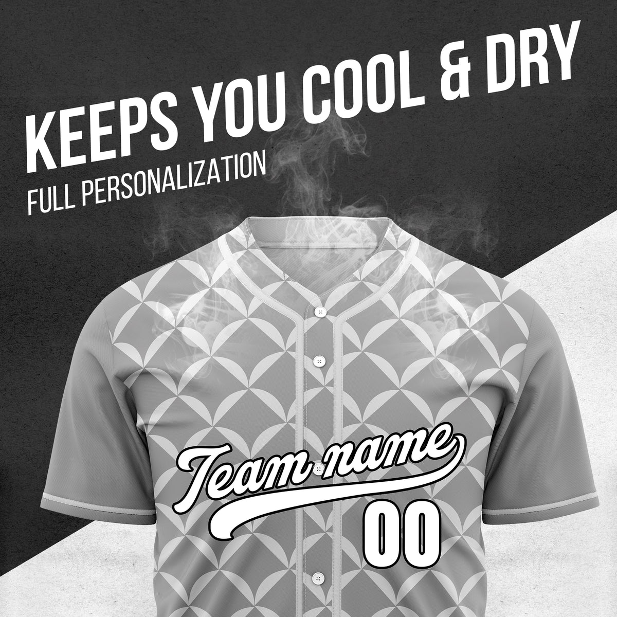 Custom Vertex Vibe Grey Baseball Sports Jersey Personalized Uniform with Name & Number