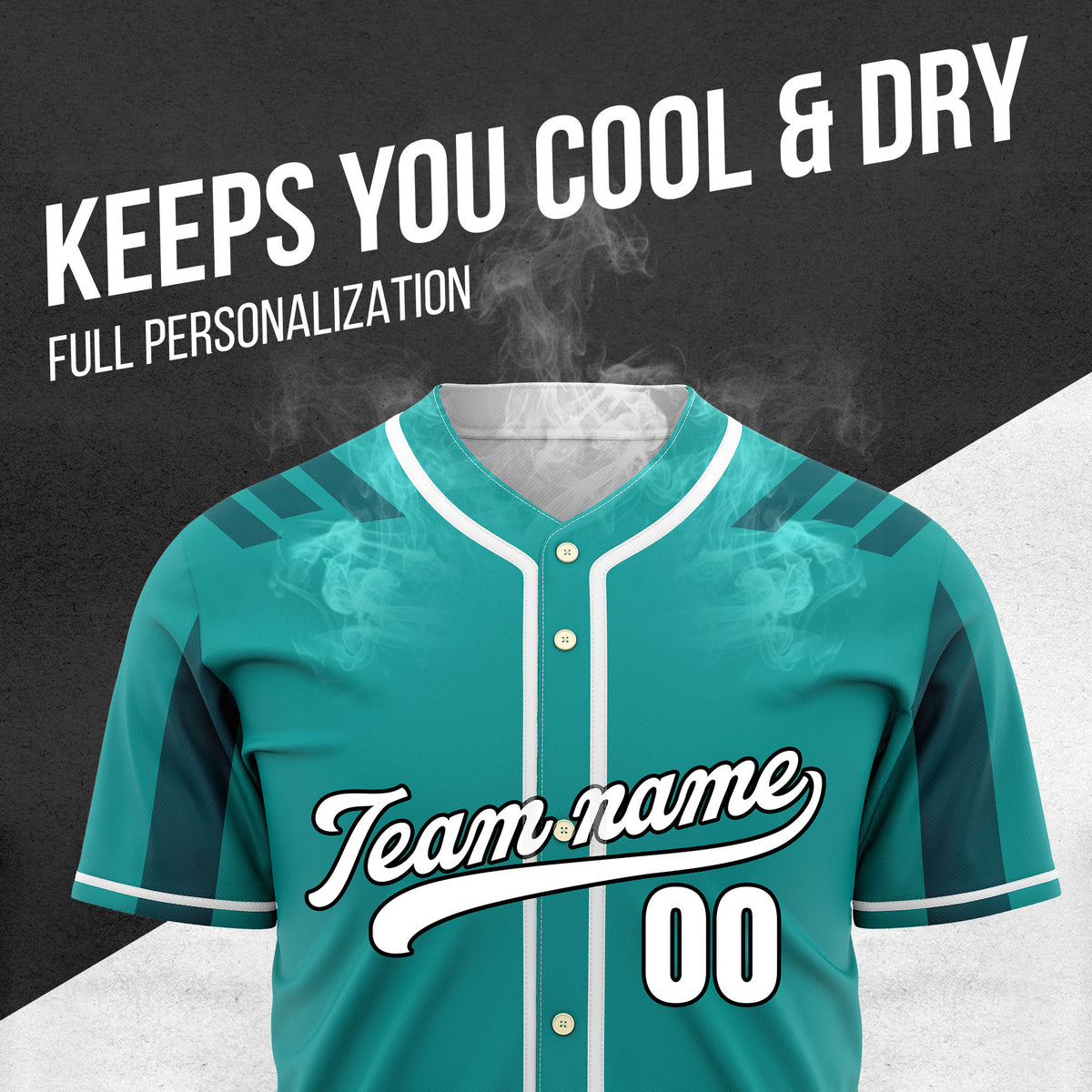 Custom Radiant Strike Teal Raglan Style Baseball Sports Jersey Personalized Uniform with Name & Number